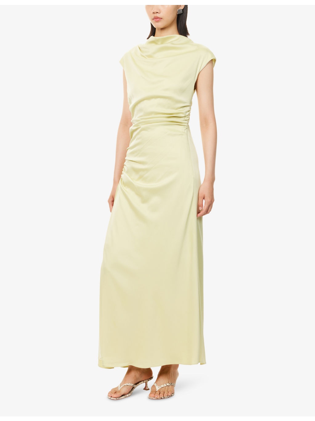Burke Draped Satin Midi Dress - 3