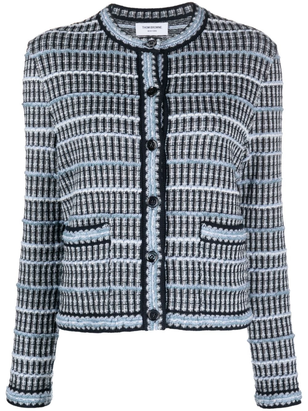 crew-neck tweed cardigan - 1