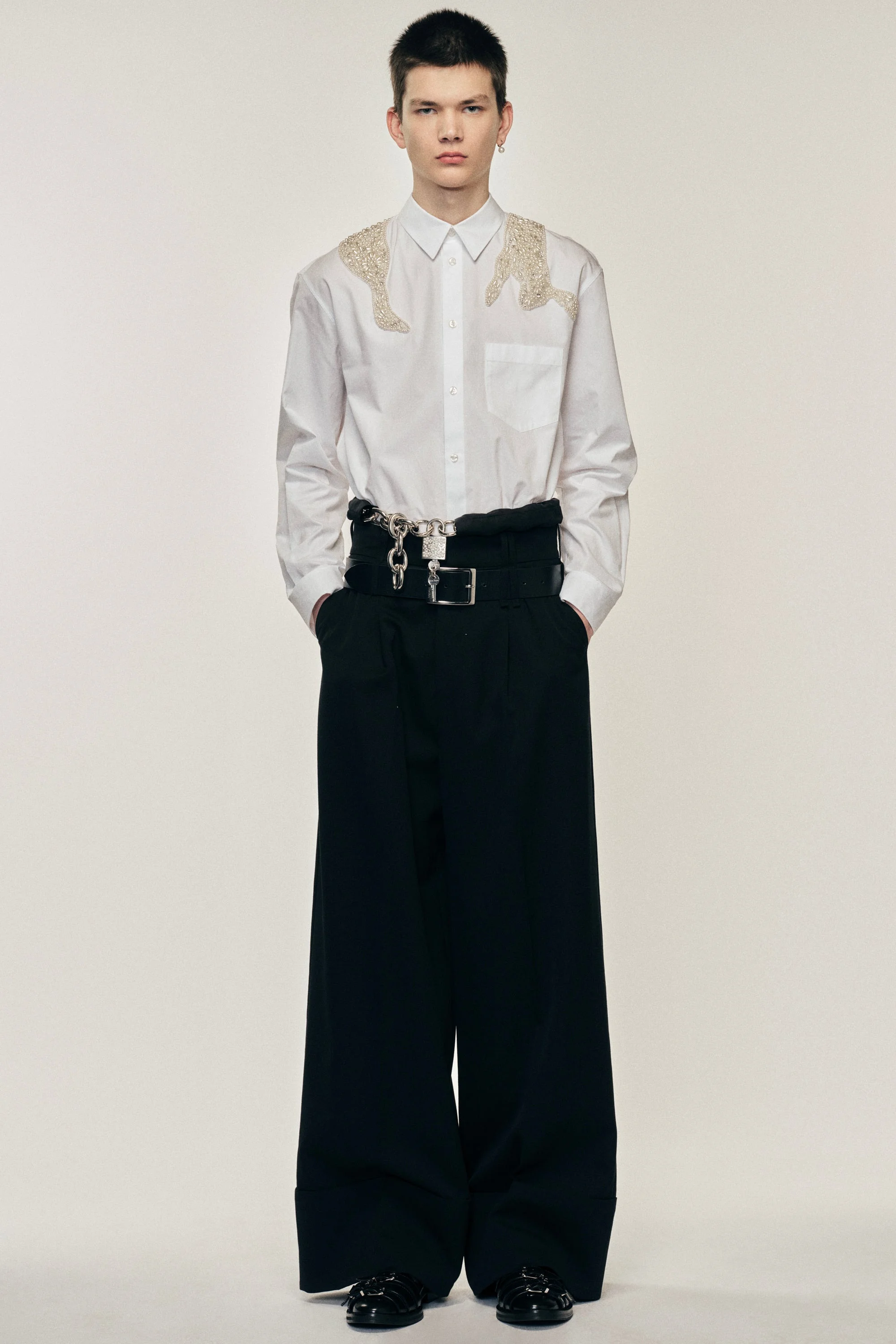 Wide Leg Multi Belt Loop Trousers - 1