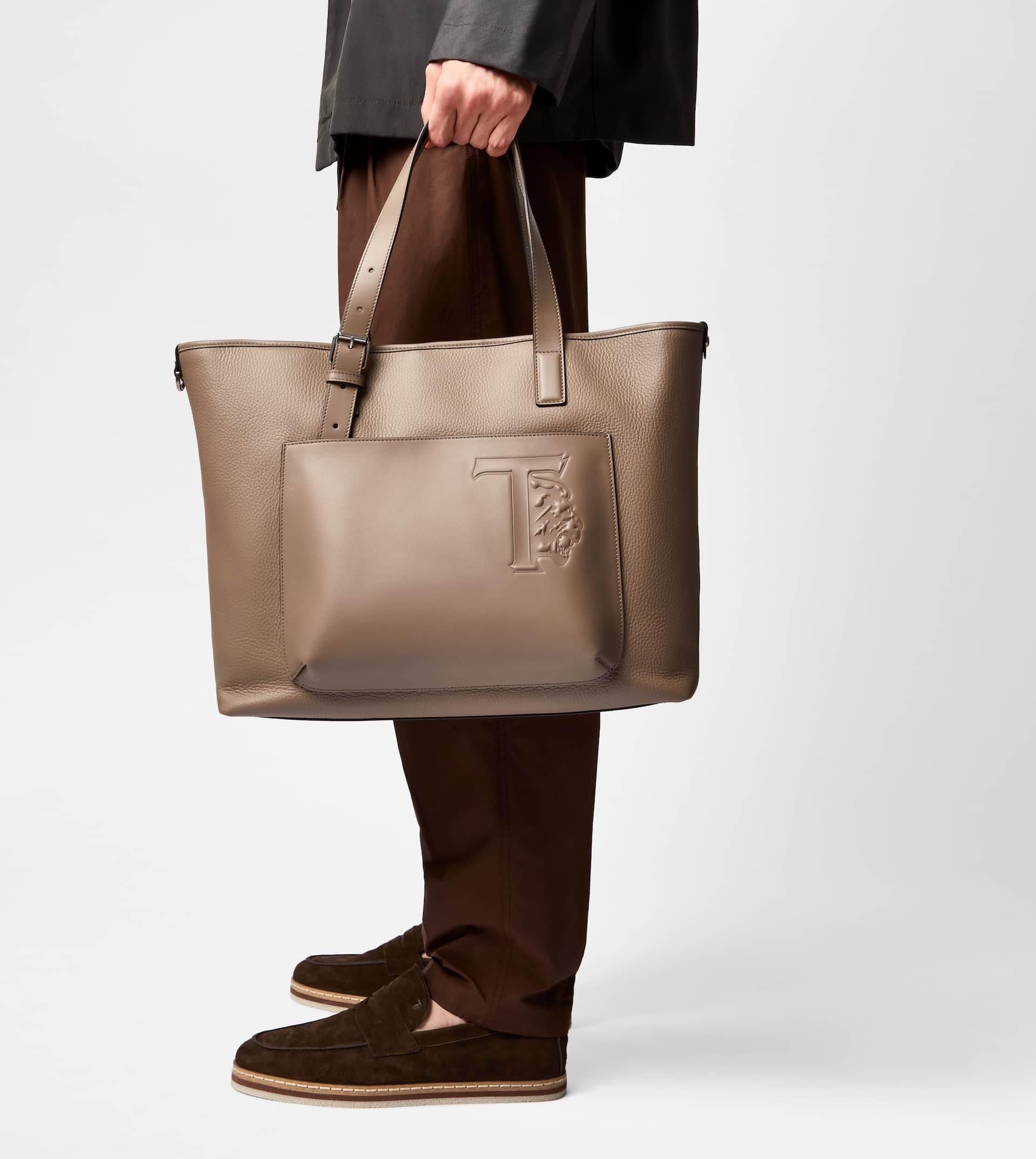 TOD'S SHOPPING BAG IN LEATHER MEDIUM - BROWN - 2
