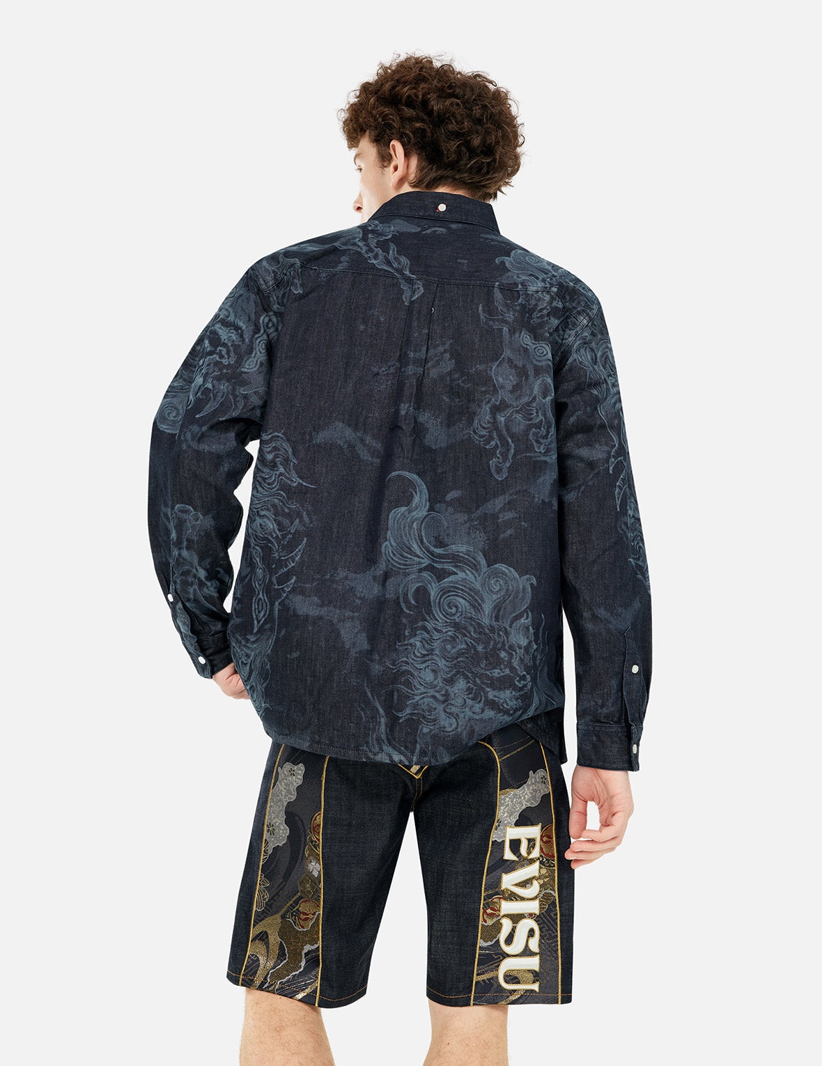 Hakutaku Laser Printed Relax Fit Denim shirt - 5