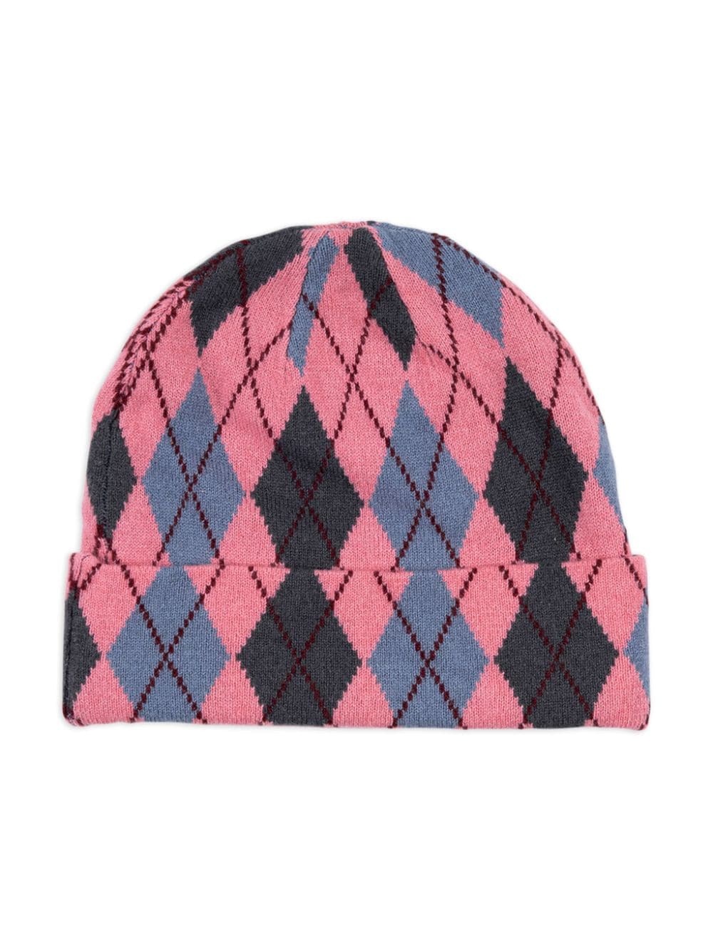 "Dusty Magenta" argyle-check cashmere beanie - 2