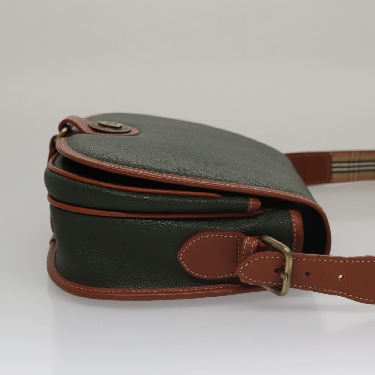 Burberry Shoulder Bag Pvc Leather Green Brown Gold - 4