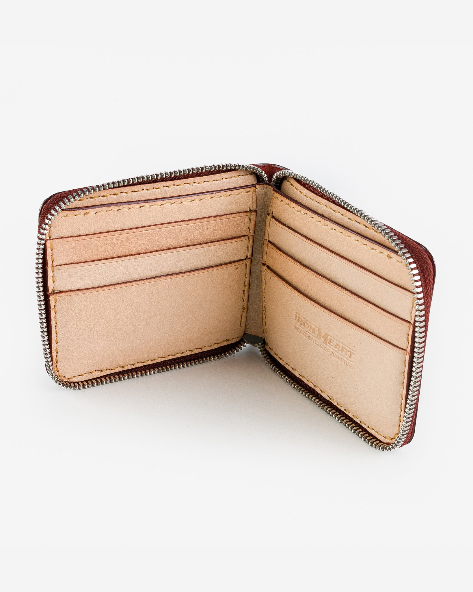 IHG-090-OXB Zip-Secured Shell Cordovan Wallet - Oxblood - 2