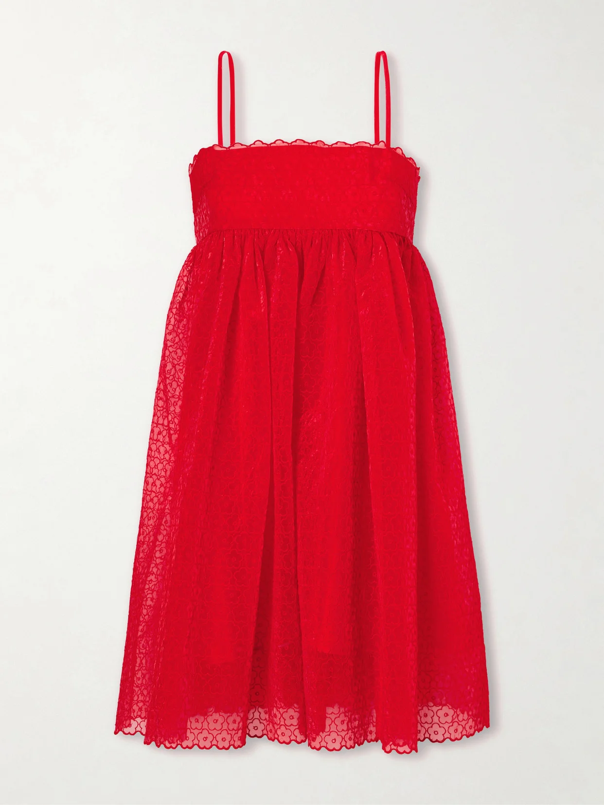Embroidered Tulle Mini Dress - 1