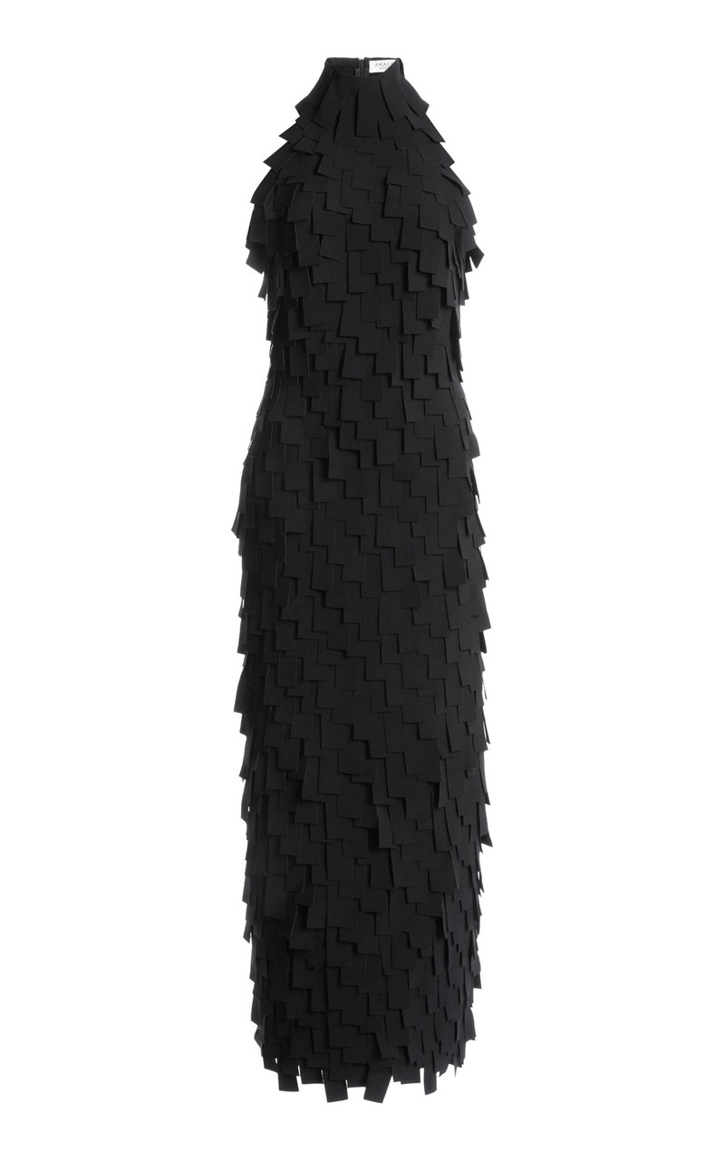 MULTI RECTANGLE HALTERNECK MIDI DRESS BLACK 2