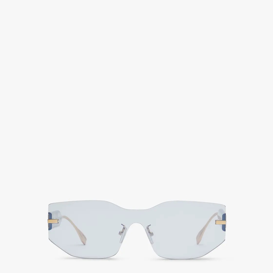 Rectangular Fendigraphy shield sunglasses inspired by the Hobo bag. Temples with in-line gold-colore - 1