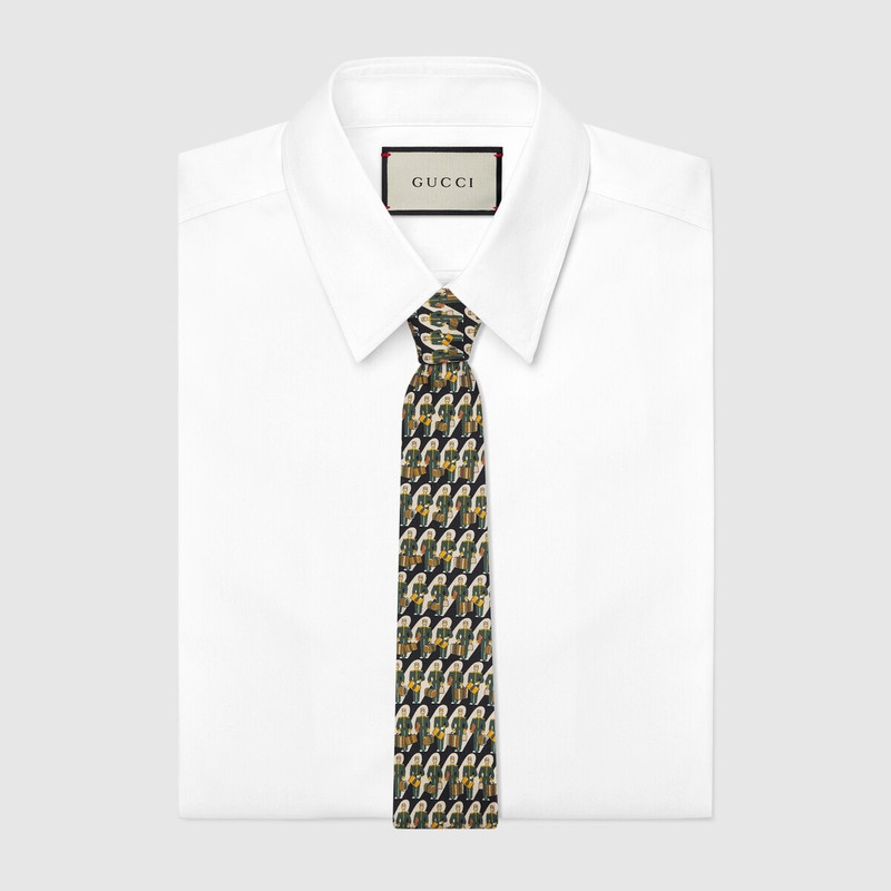GUCCI Gucci porter print silk tie outlook