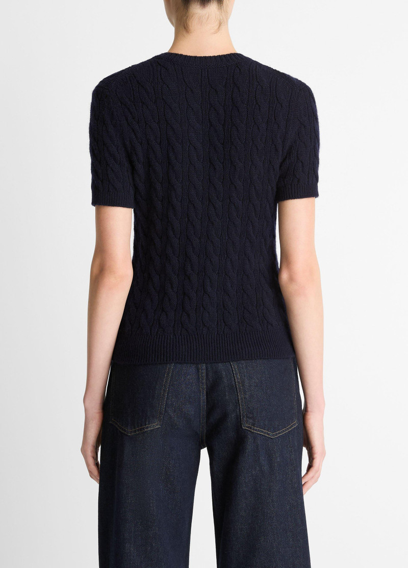 Vince Cable-Knit Wool & Cashmere-Blend Short-Sleeve Sweater outlook