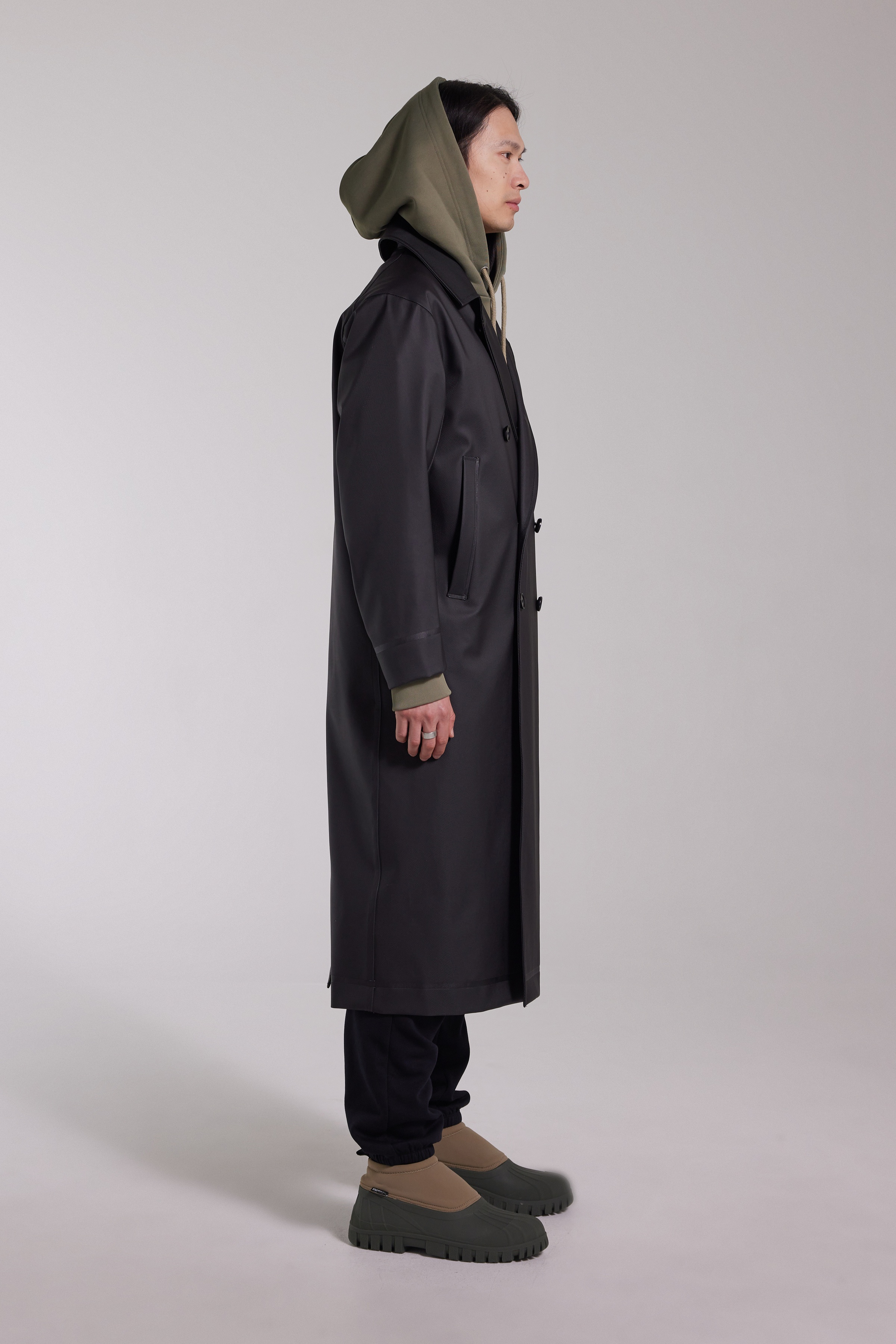 Rosenbad Long Double Breasted Overcoat Black - 5