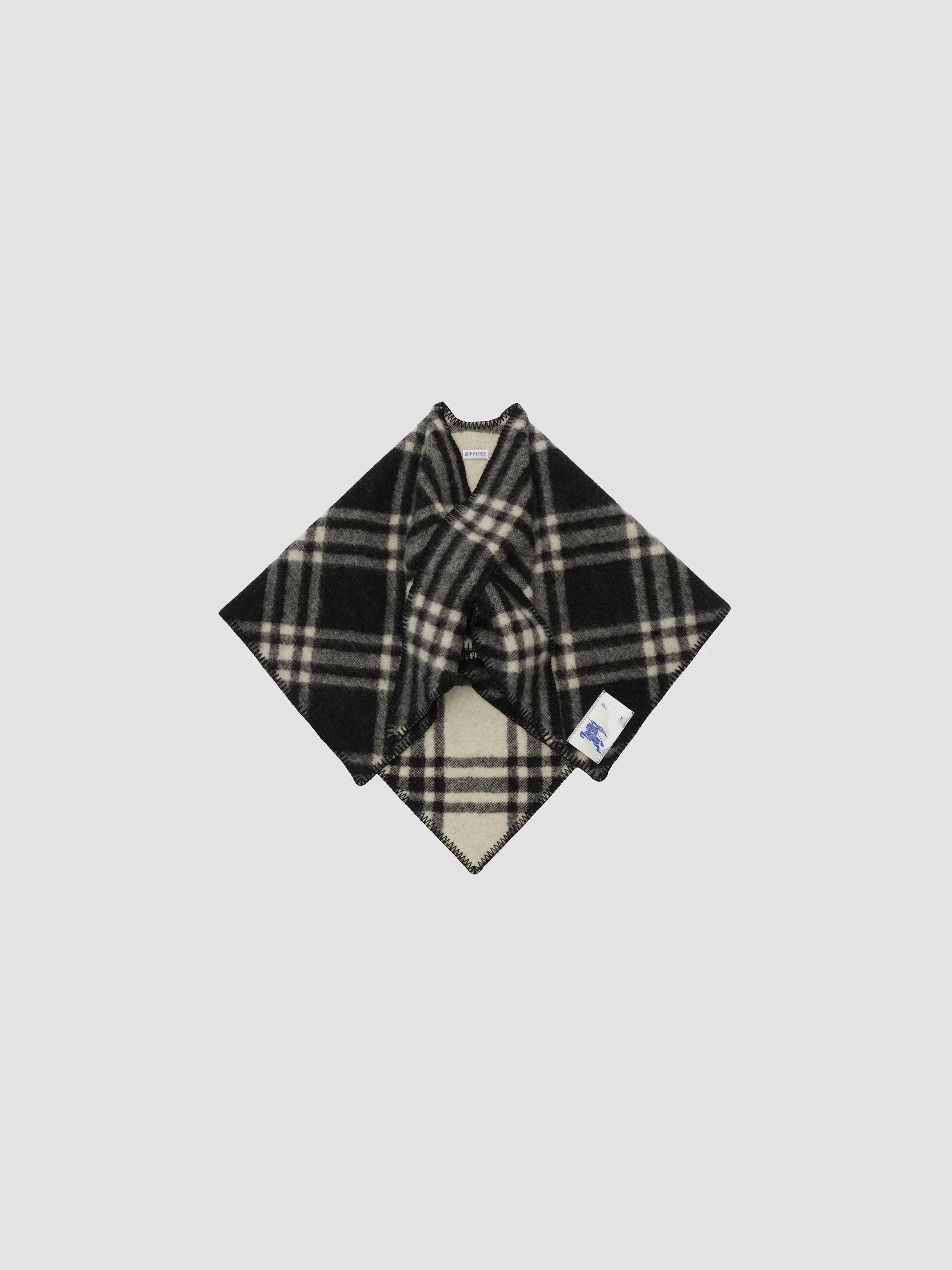 Women's Rydal Check Wool Scarf - Black - 1