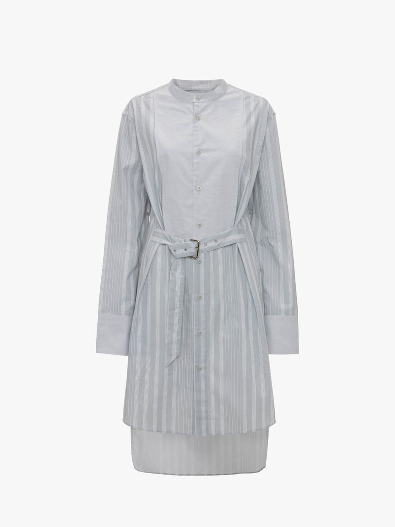 jw anderson shirt dress Tie-detailed cotton and silk-blend mini shirt dress - light blue