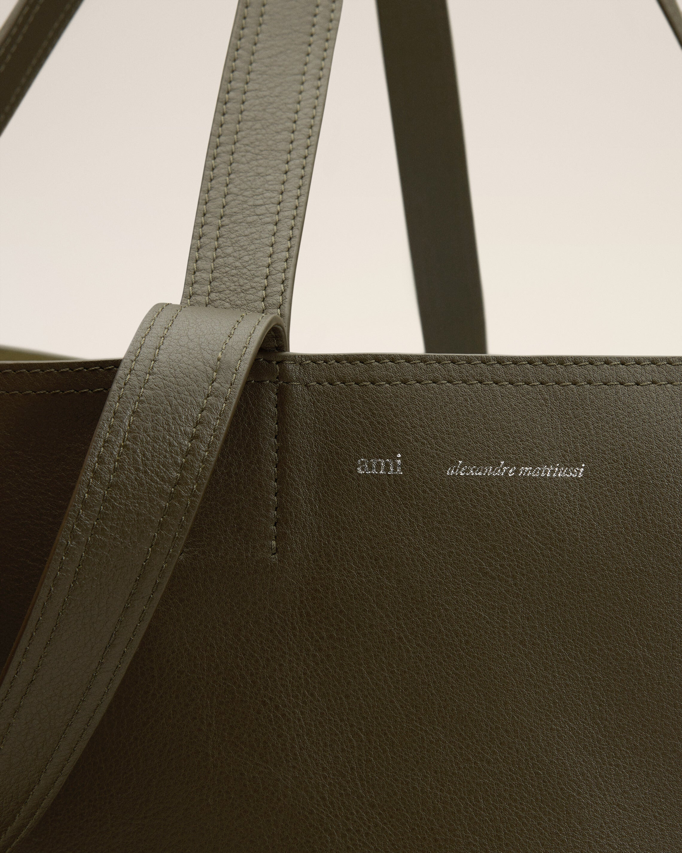 GREEN LEATHER MIDI MAXI TOTE BAG - 5