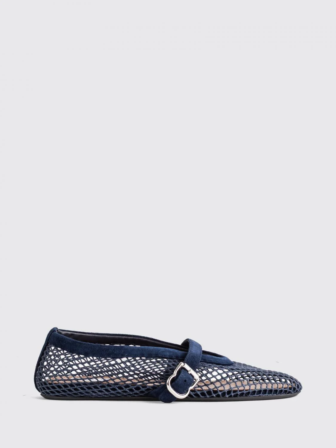 ALAÏA Mesh and Leather Mary Jane Ballet Flats with Adjustable Strap - 1