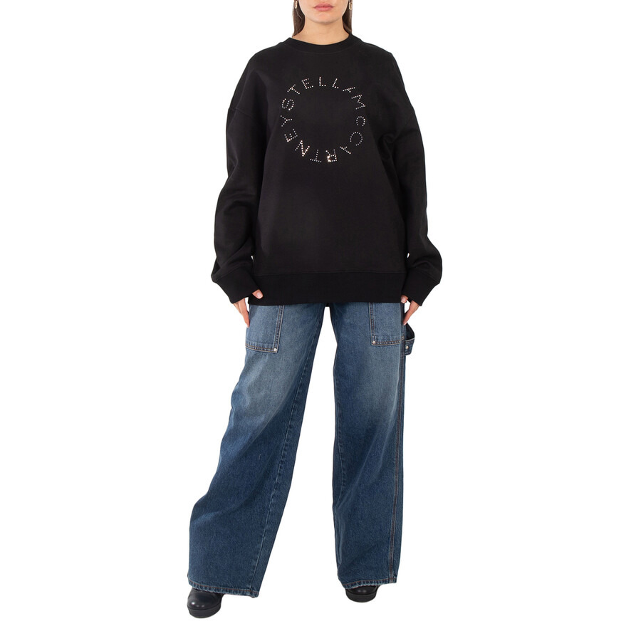Stella McCartney Black Rhinestone Logo Sweatshirt - 4