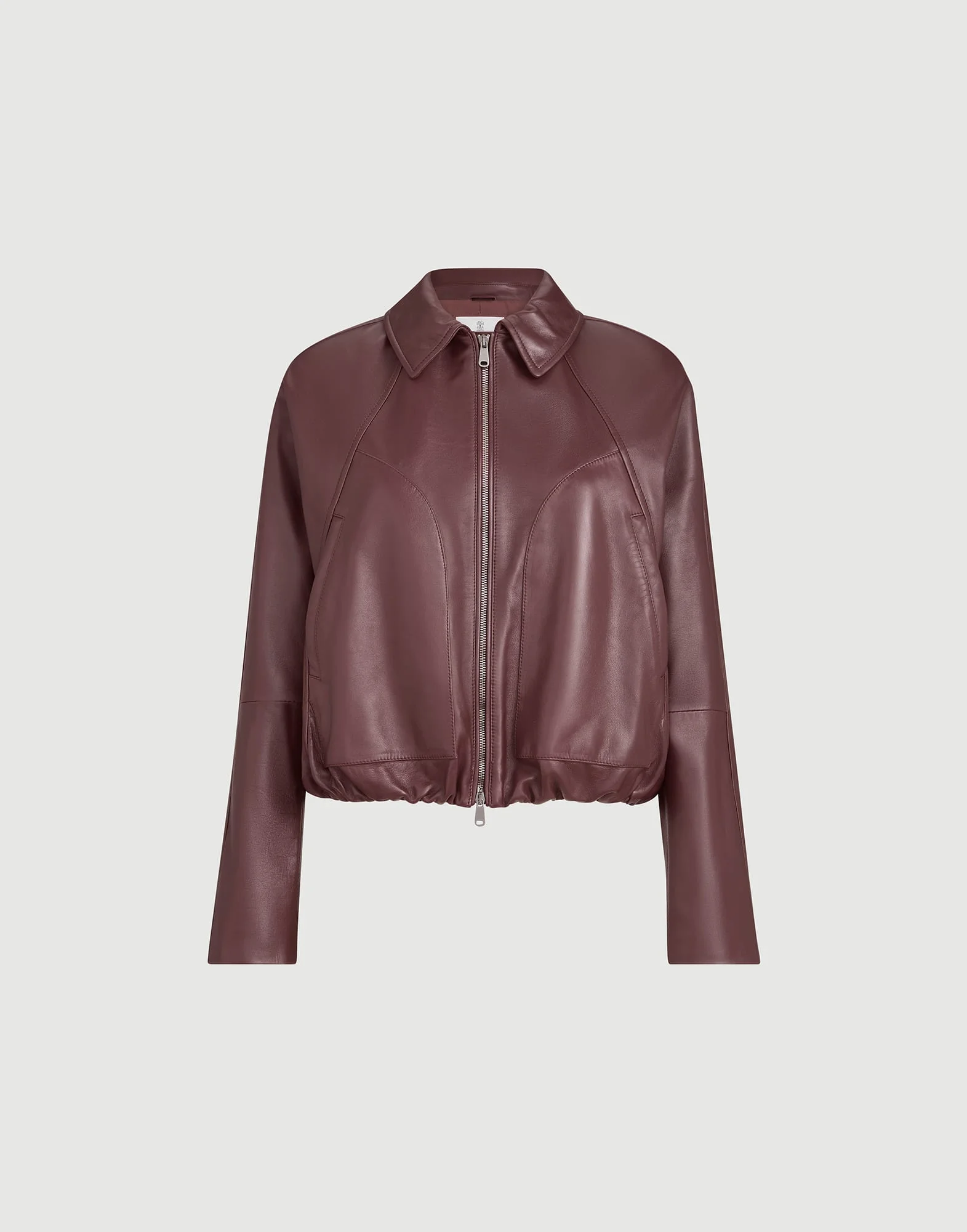 Nappa leather outerwear jacket with drawstring and monili - 1