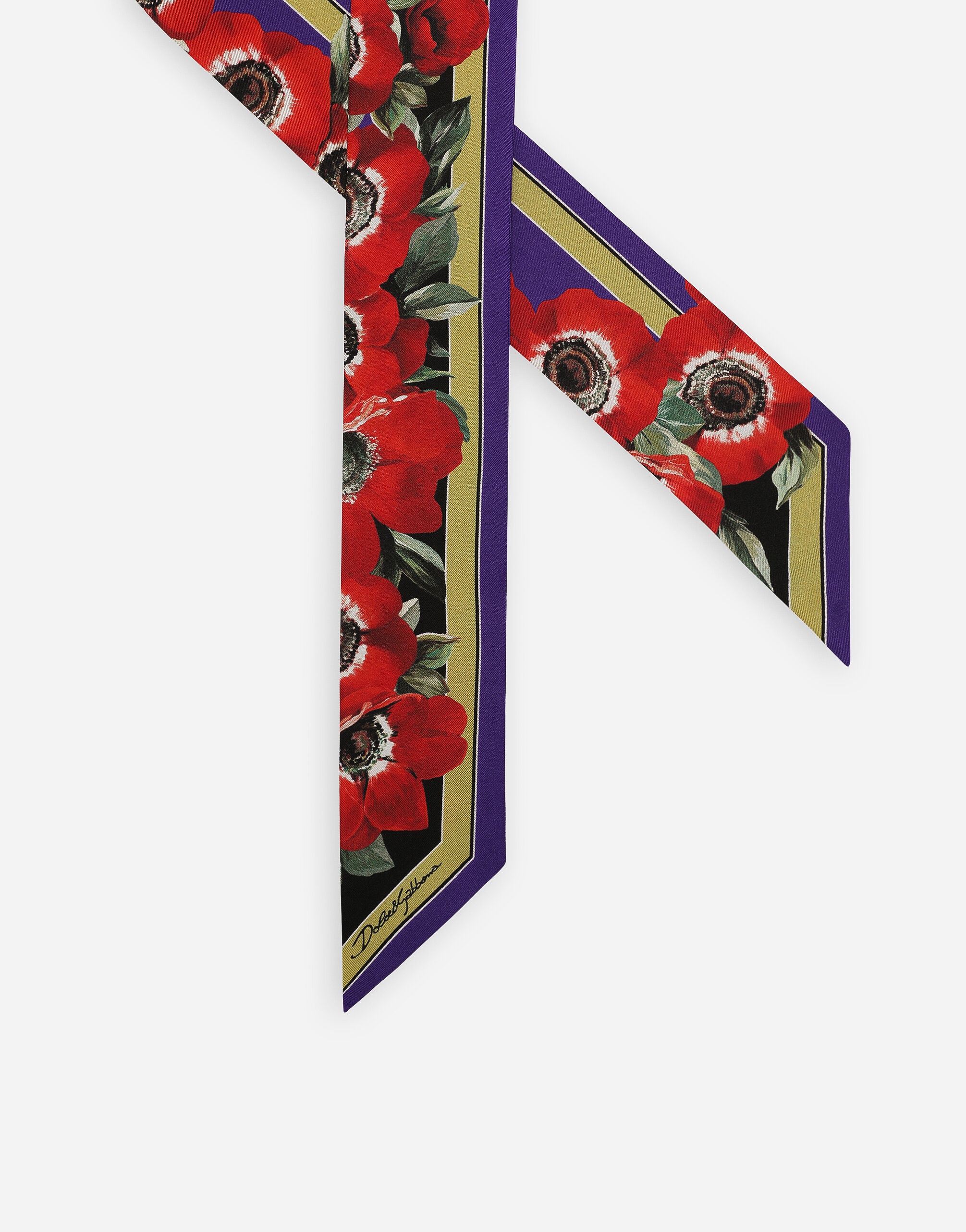 Anemone-print twill headscarf (6 x 100) - 3