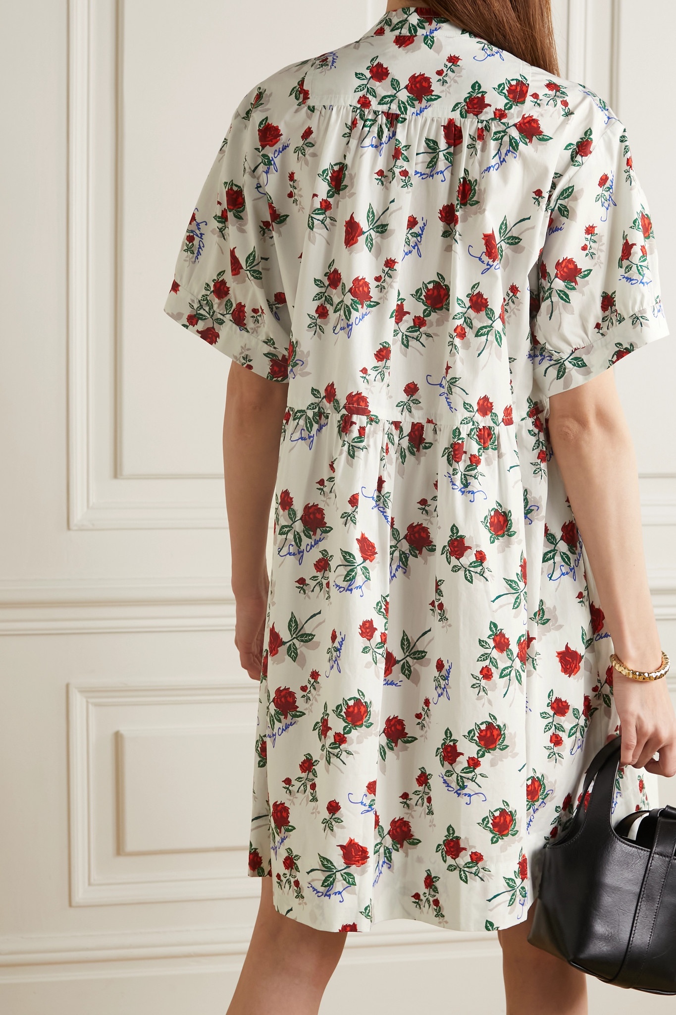 Floral-print cotton-poplin dress - 3