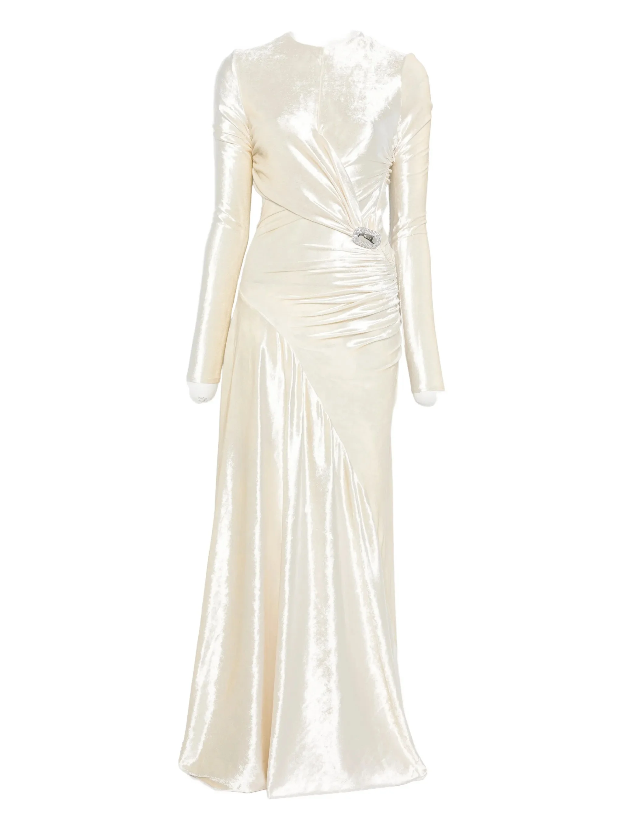 draped velvet gown - 1