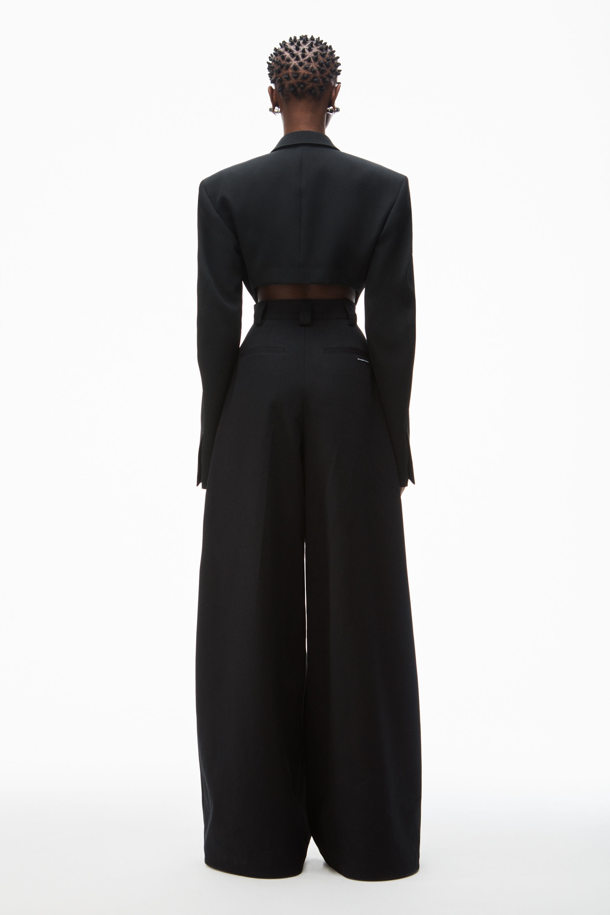 high-waist wide-leg pant in wool twill - 3