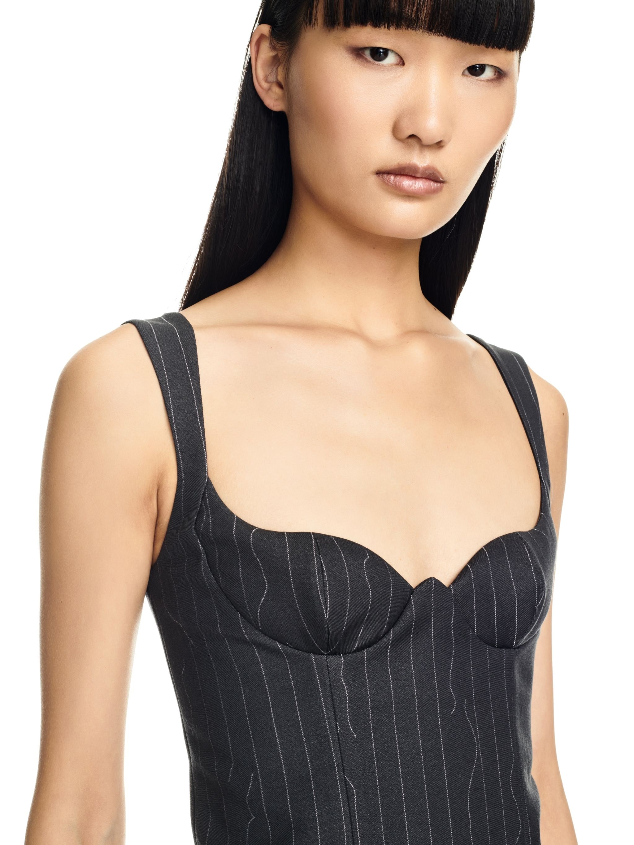 Pinstripe Twisted Dress - 5