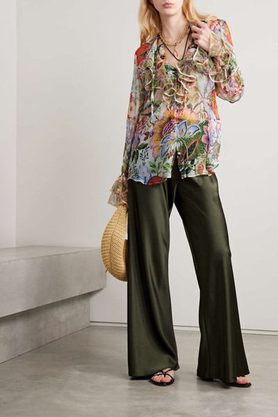 Etro Ruffled floral-print silk-crepon blouse outlook