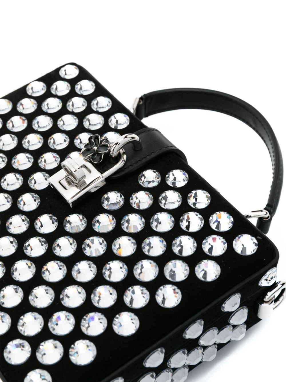 Box crystal-embellished leather bag - 4