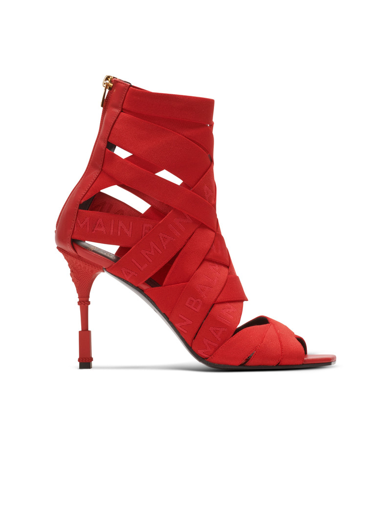 Moneta leather and elastic  sandals with Balmain logo 1