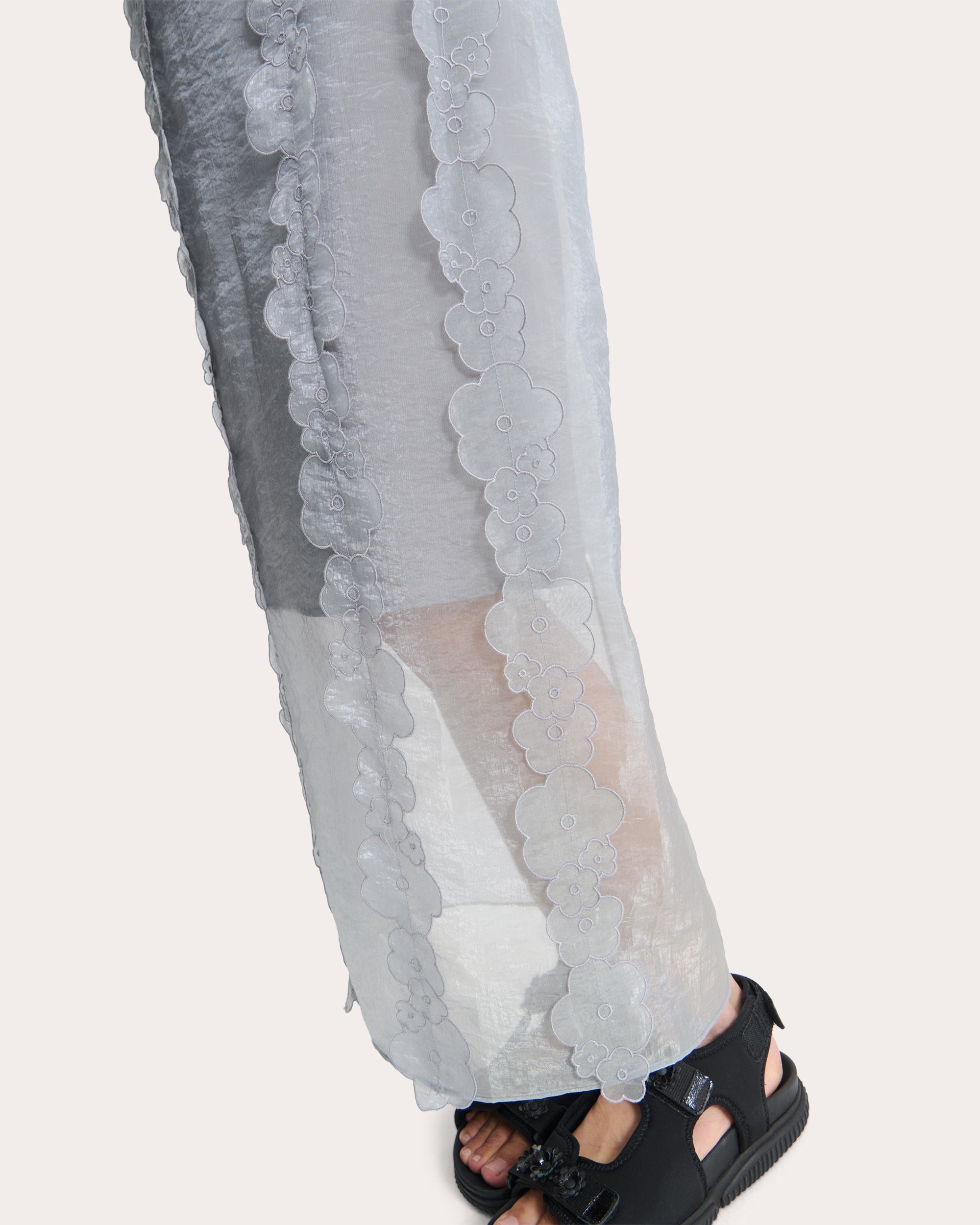 Olympia Floral Appliqué Sheer Liquid Myrtia Midi Skirt - 4