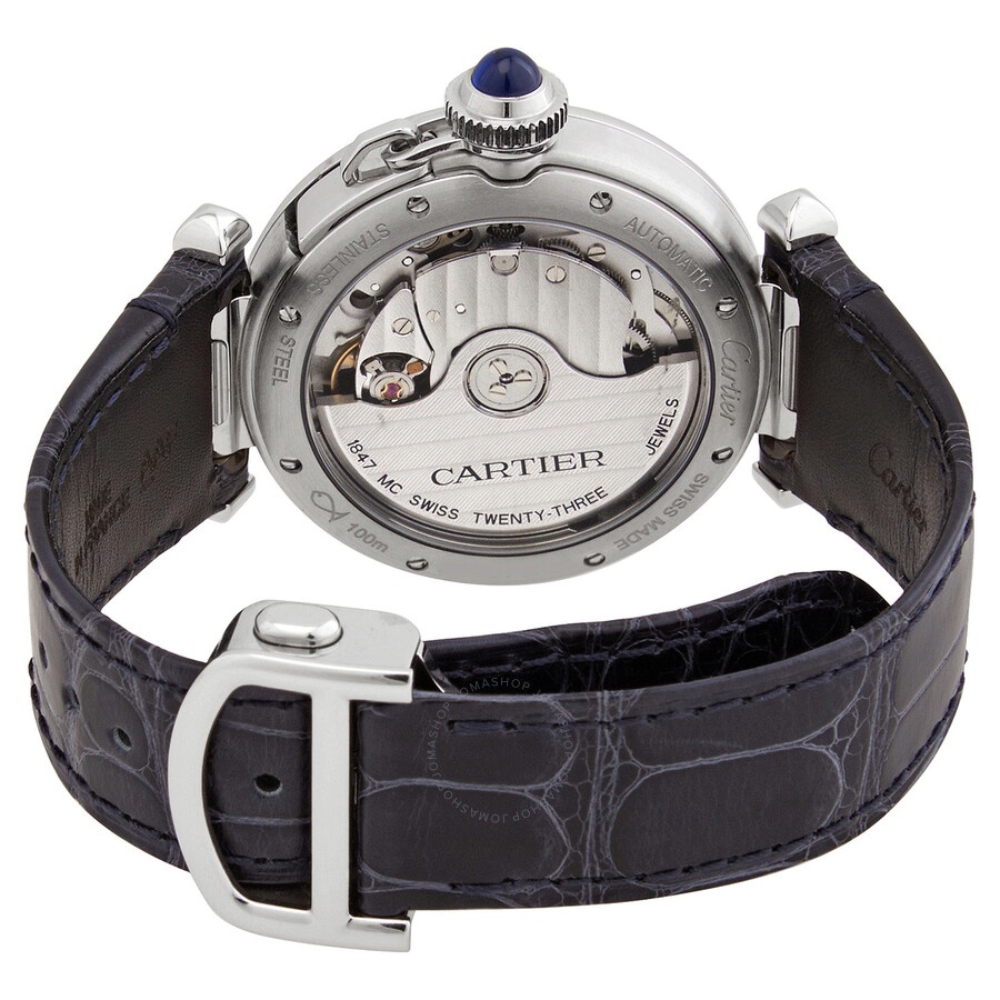 Cartier Pasha Automatic Silver Dial Black Leather Watch WSPA0012 - 3