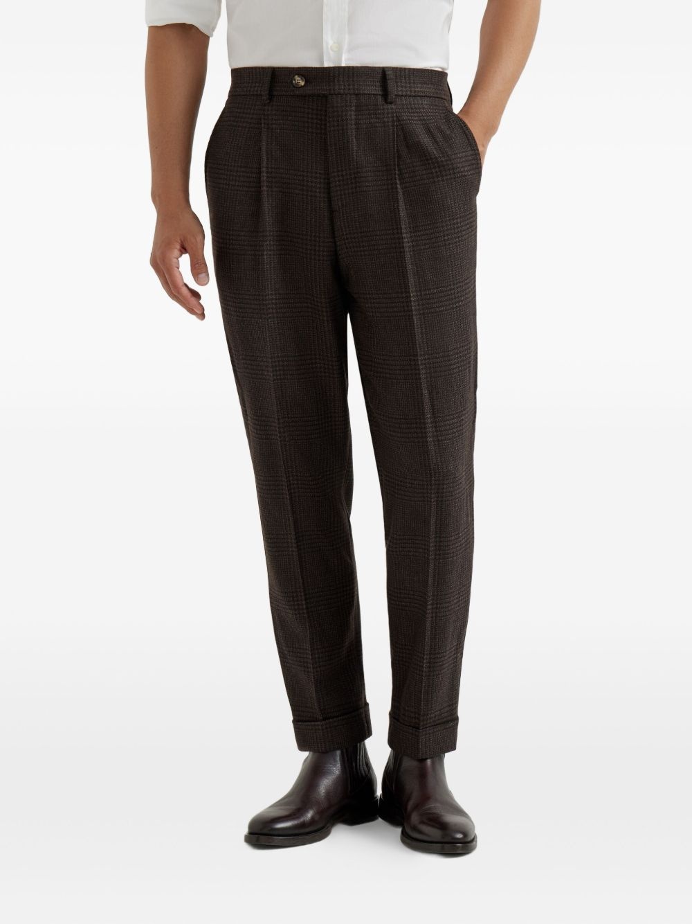 pleated wool-cashmere blend trousers - 3
