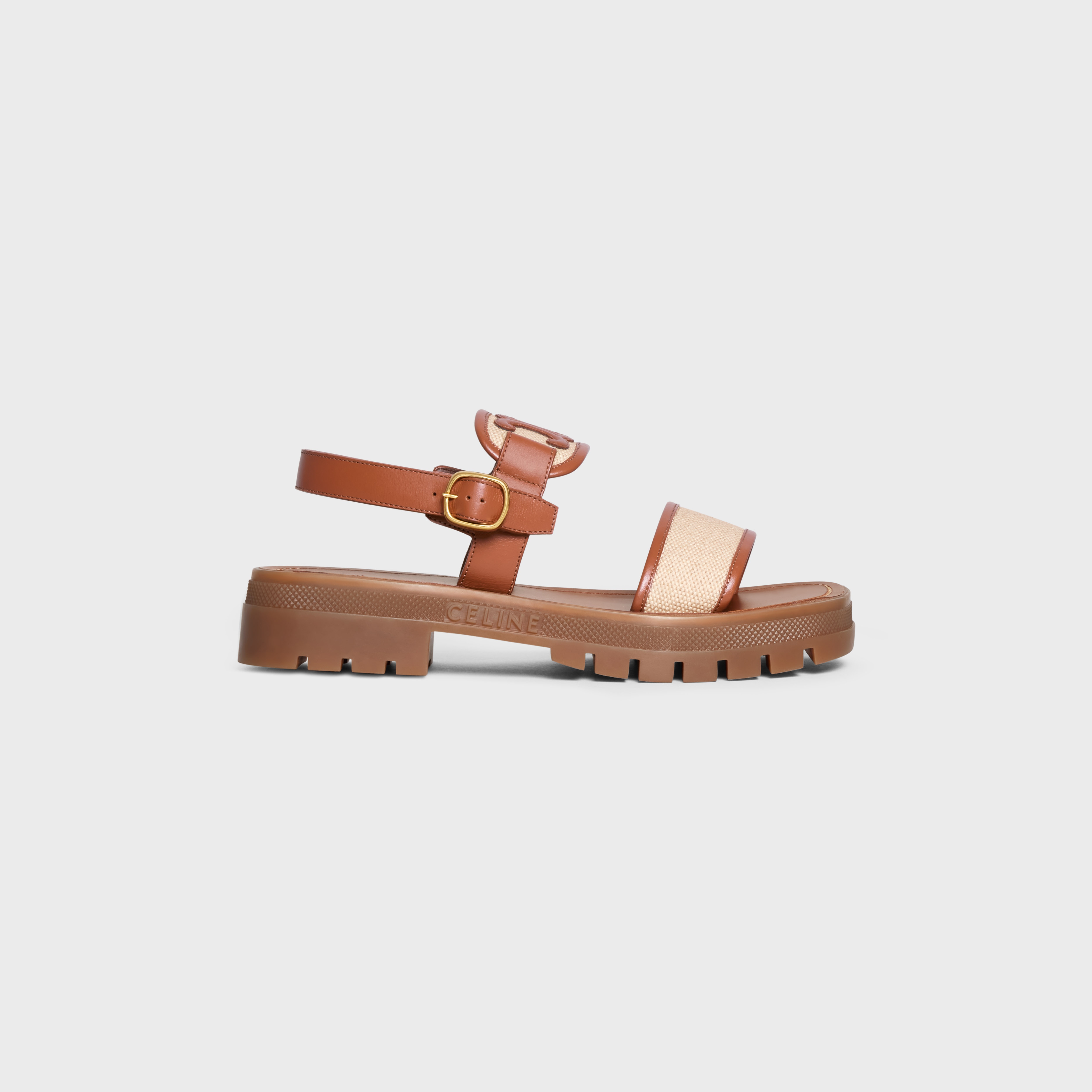 CELINE CLEA TRIOMPHE SANDAL in CALFSKIN - VEGETAL TANNING & CANVAS - 1