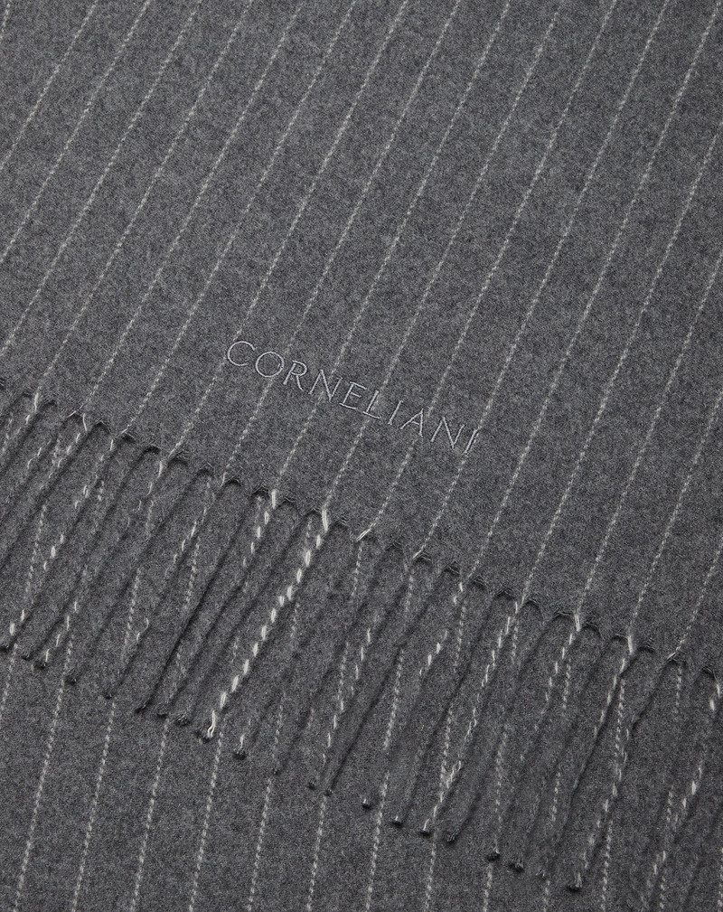 Pinstripe Grey wool and cashmere scarf 3