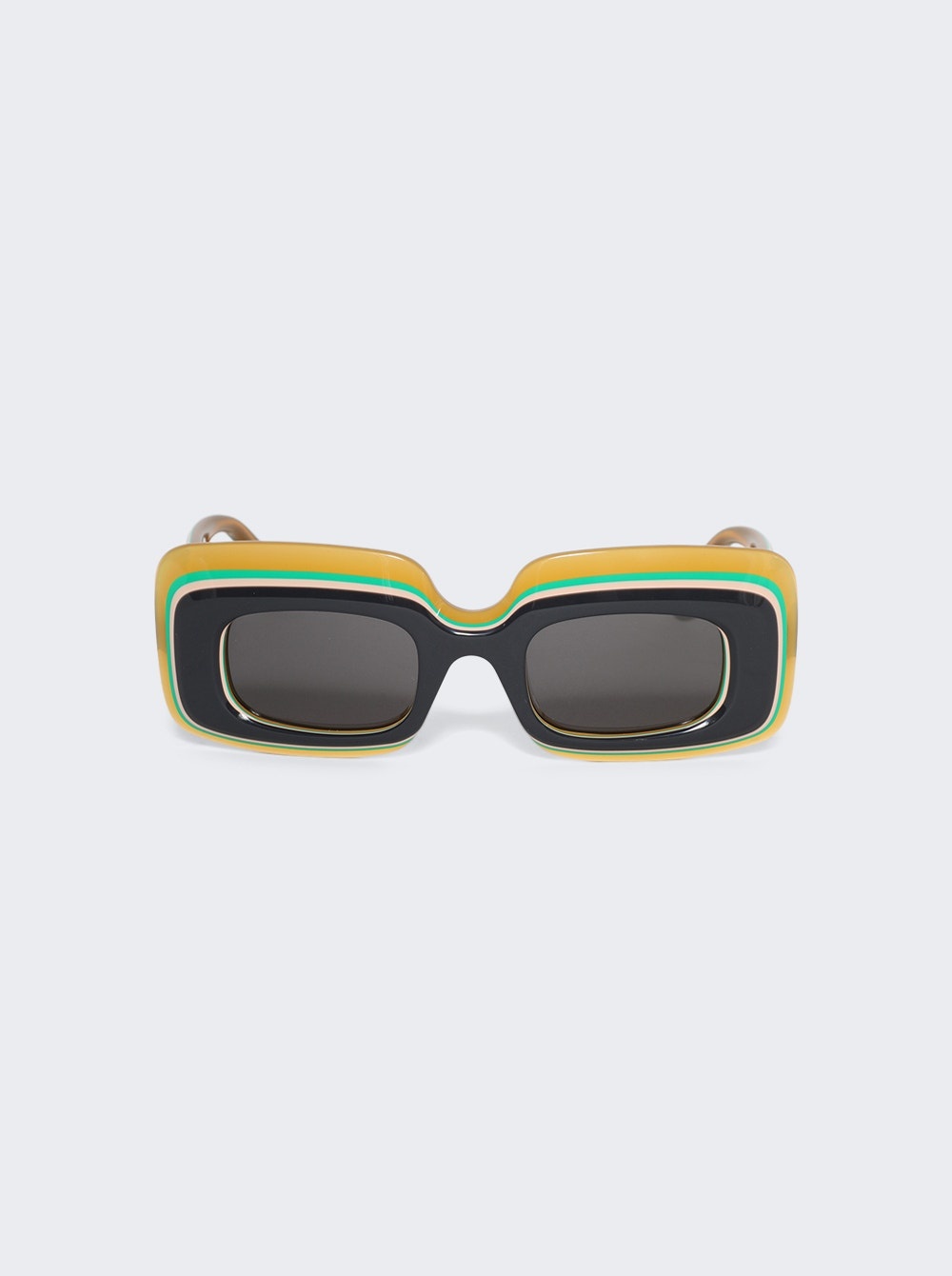 Multilayer Rectangular Sunglasses Black And Yellow - 1