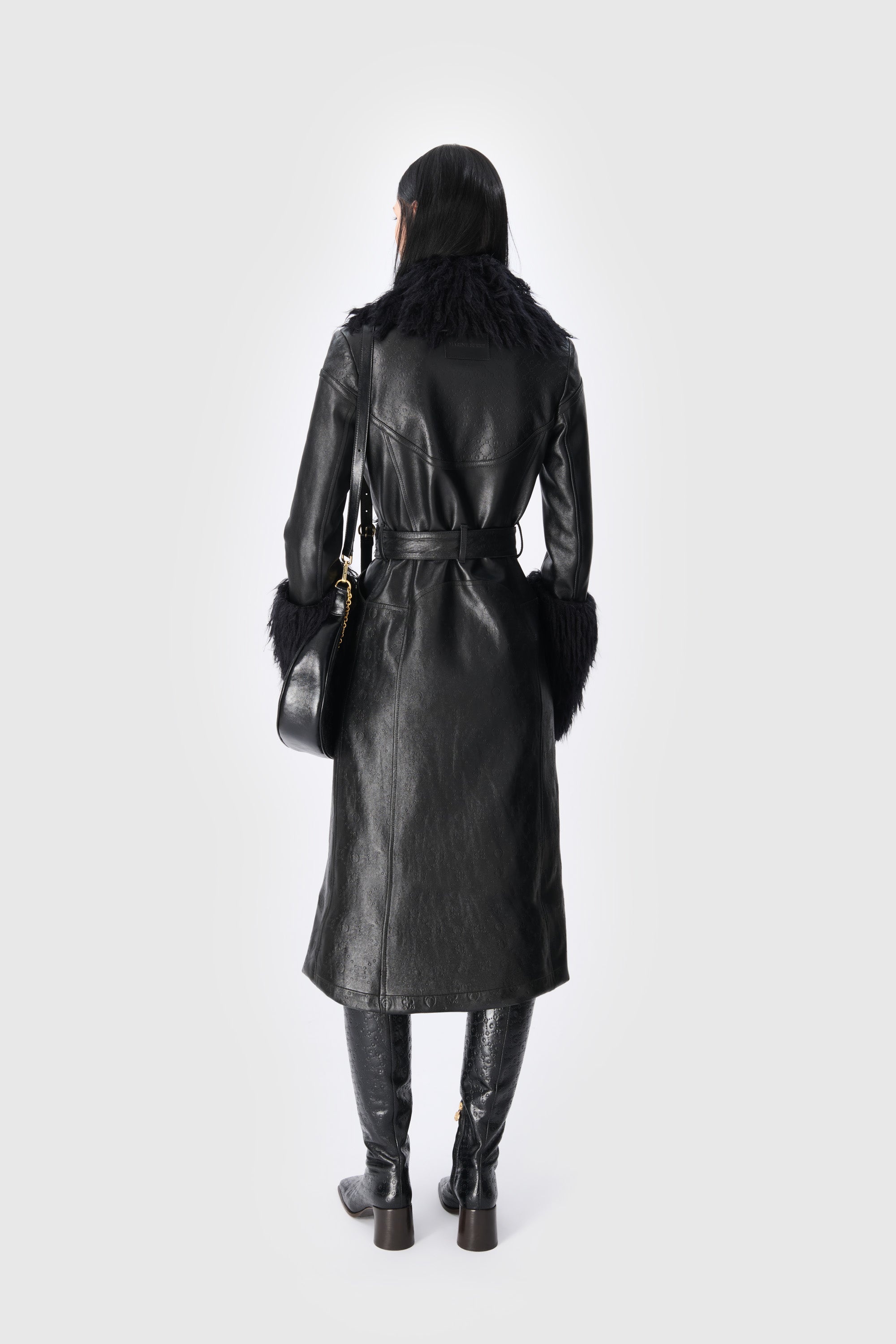 Moonogram Embossed Leather Trench Coat - 2