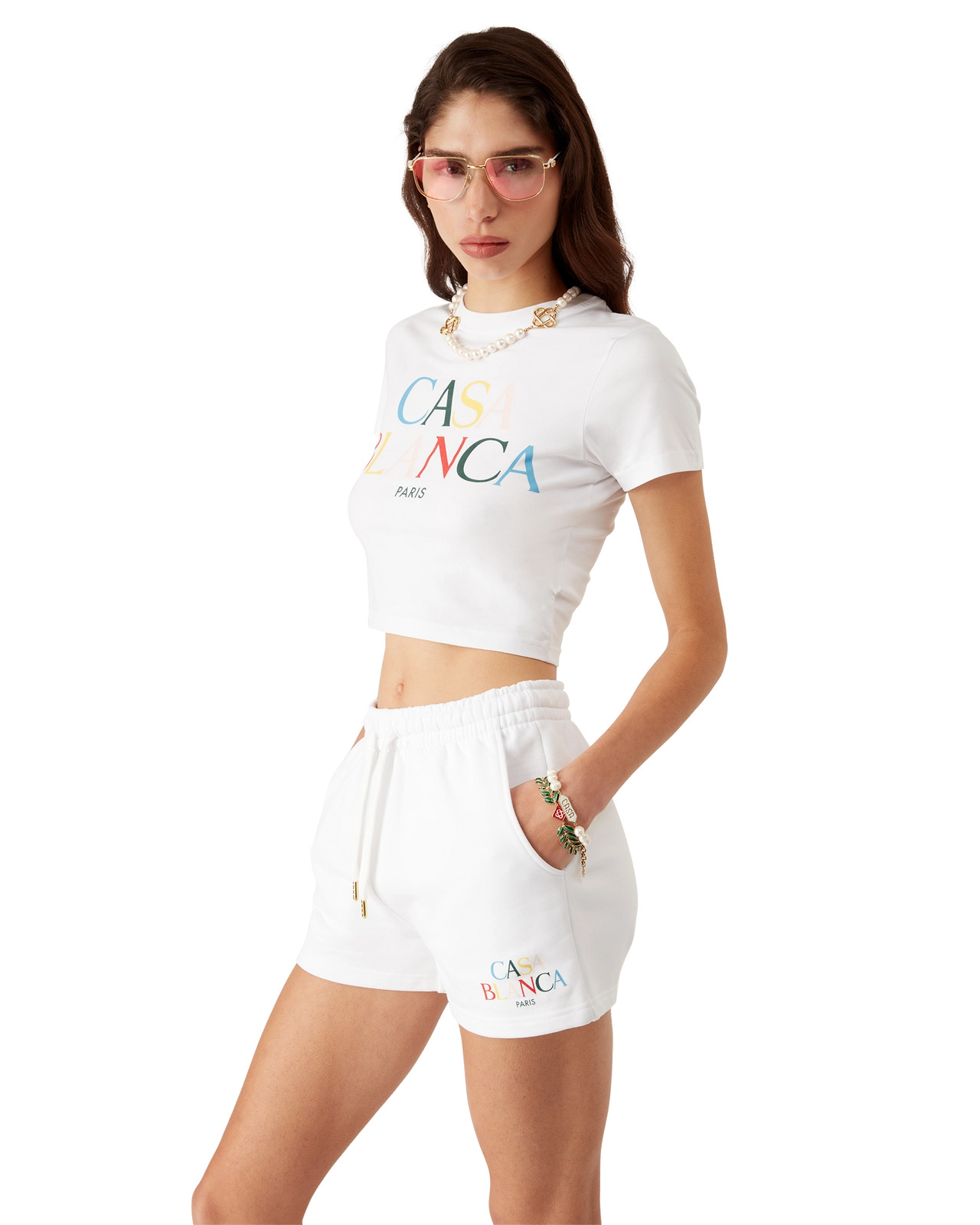 Stacked Logo Cropped T-Shirt | Casablanca Paris - 4