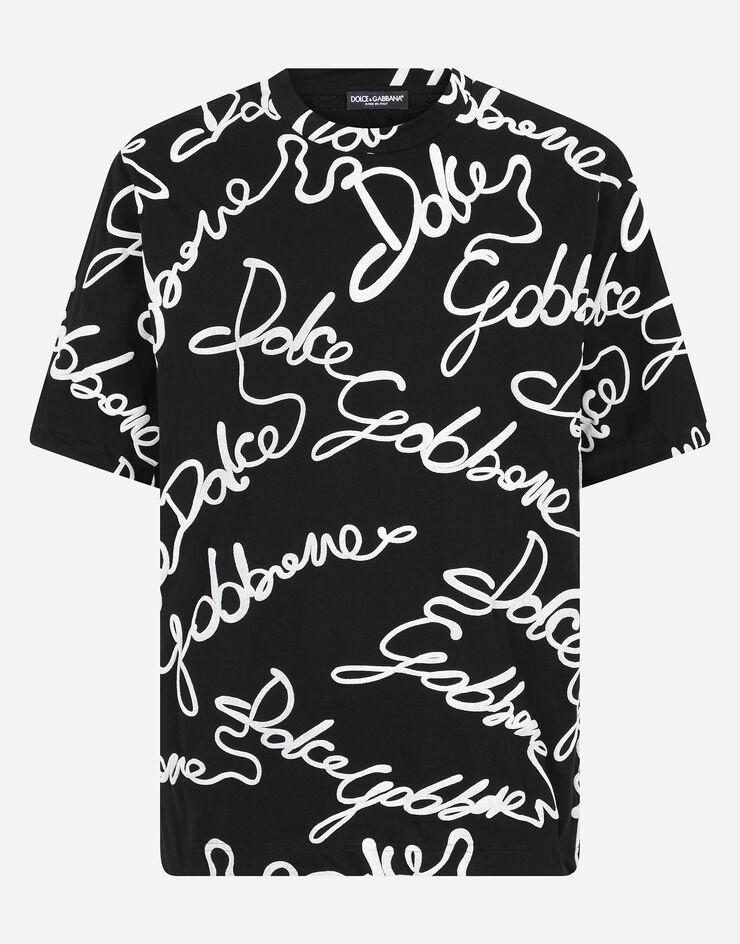 Jersey T-shirt with rubberized Dolce&Gabbana logo - 1