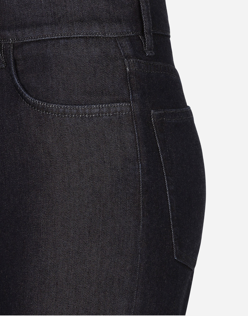 Flared cotton denim and silk jeans 5