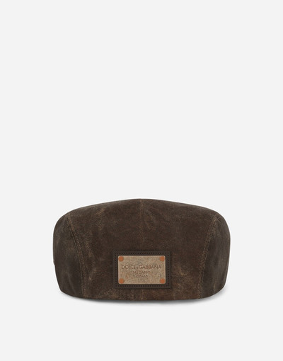 Dolce & Gabbana Washed cotton flat cap with logo tag outlook