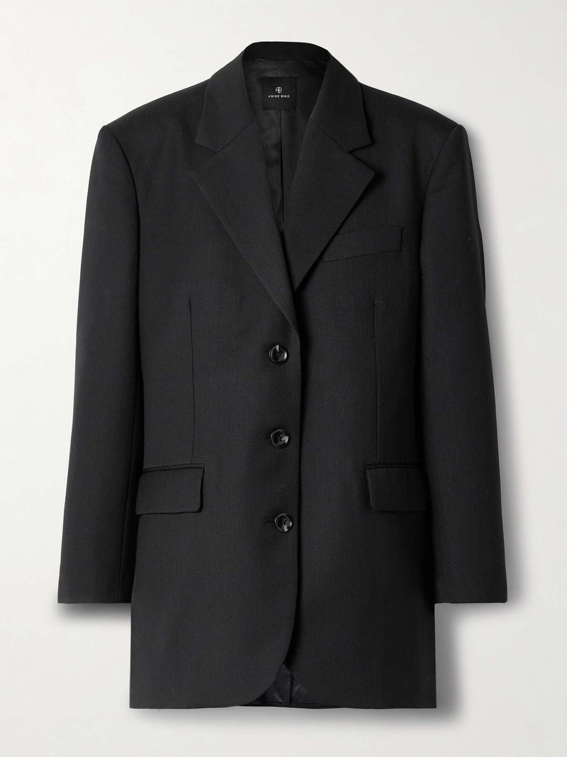 Sara oversized woven blazer Black 1
