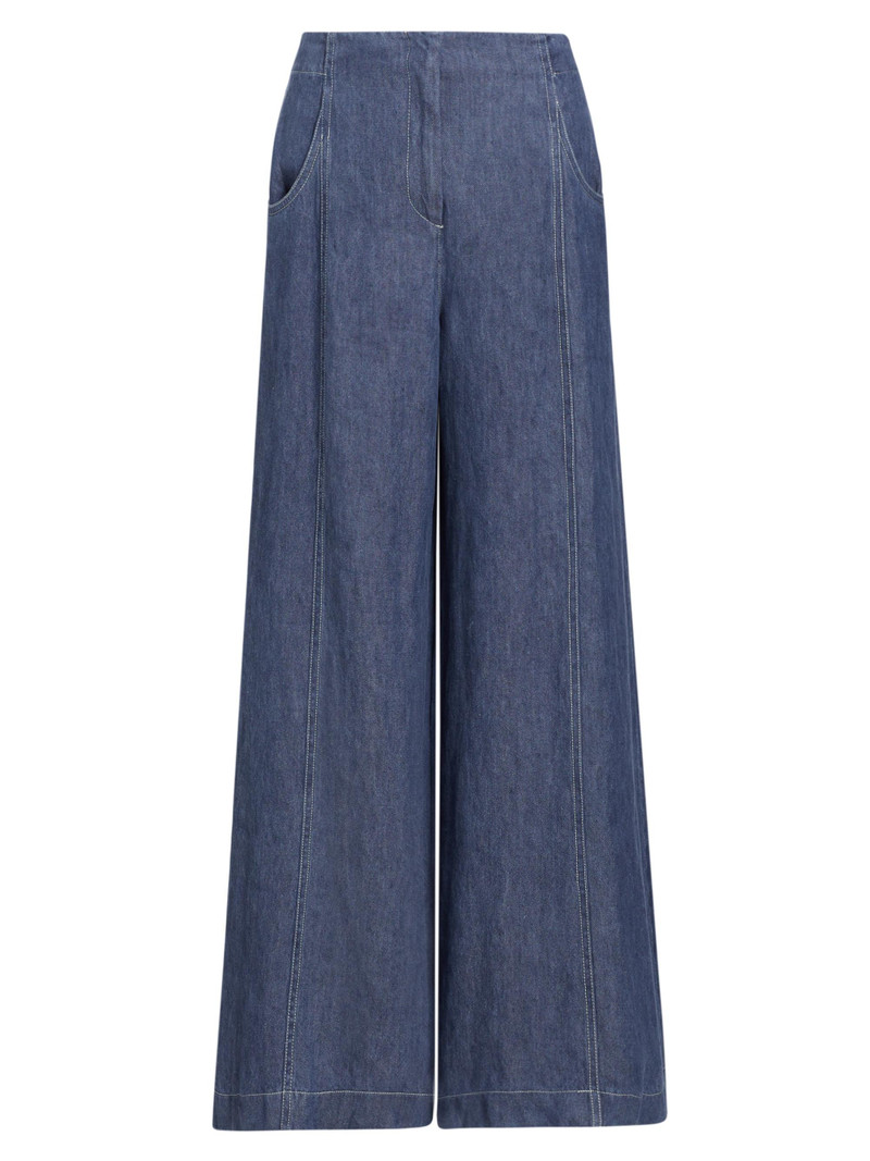 Women's Demie Hemp Wide-Leg Trousers - Medium Indigo 1