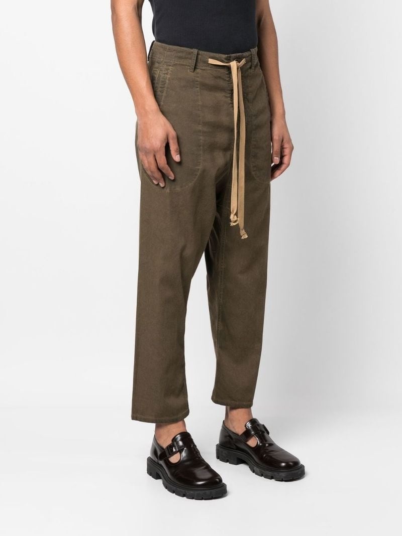 drawstring-waist drop-crotch trousers - 3