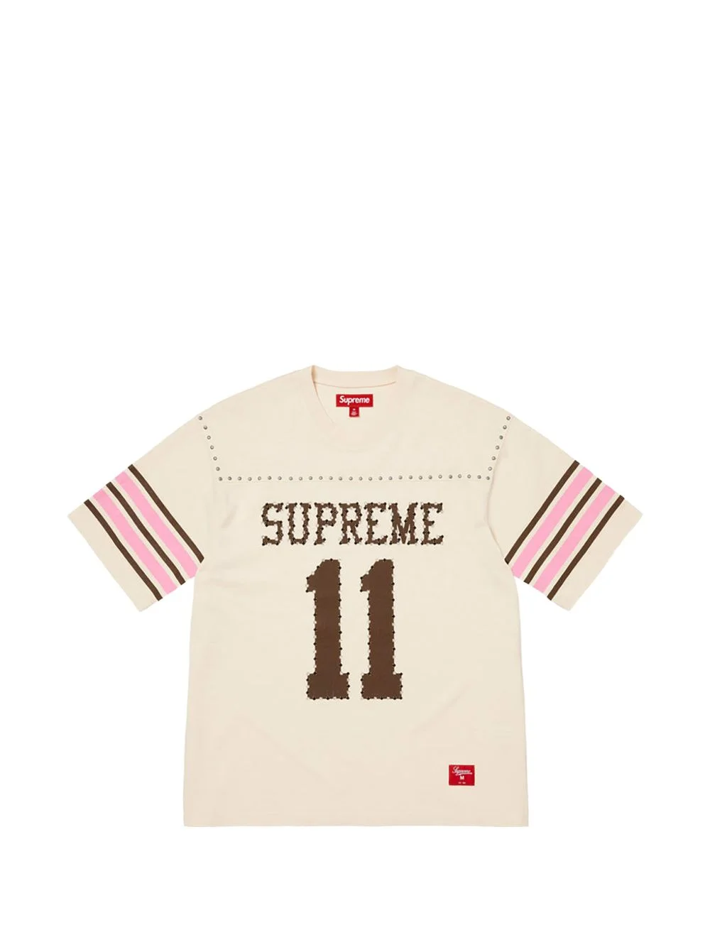 studded striped-sleeve t-shirt - 1