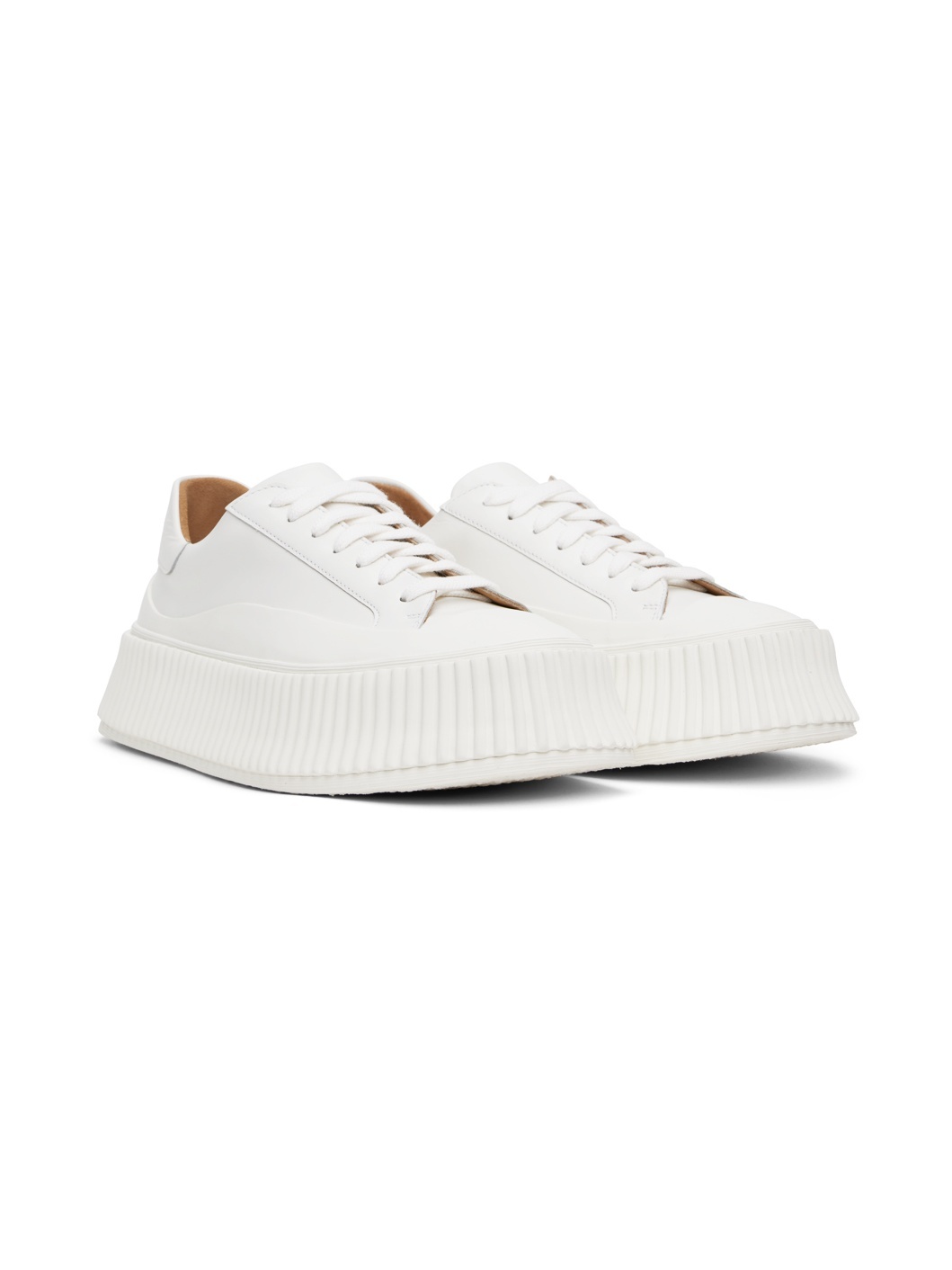 White Low-Top Platform Sneakers - 4