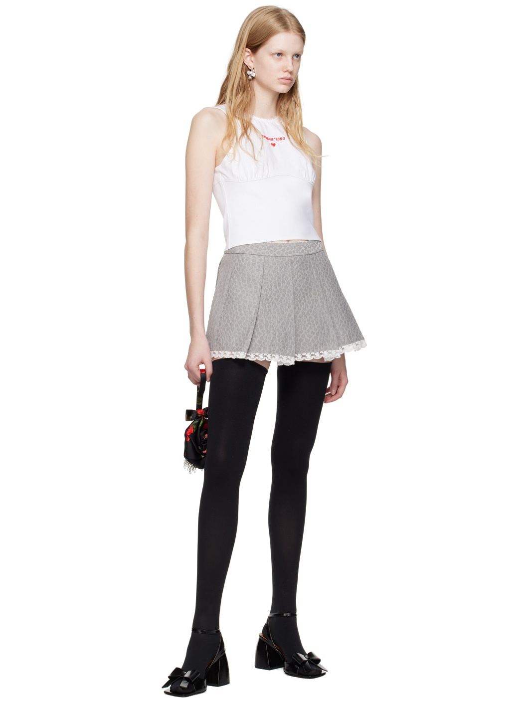 Gray Pleated Miniskirt - 4