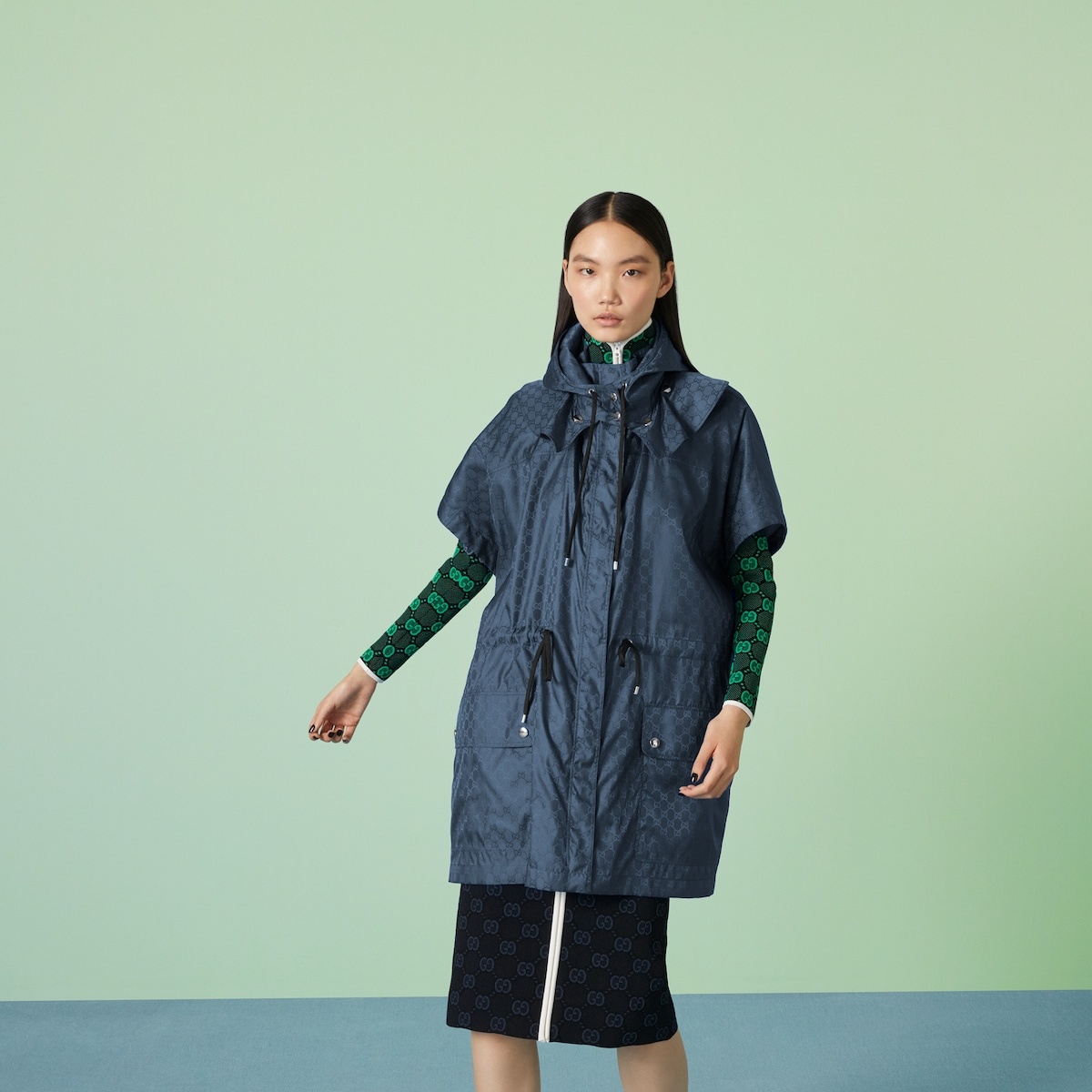 GG nylon jacquard hooded jacket - 5