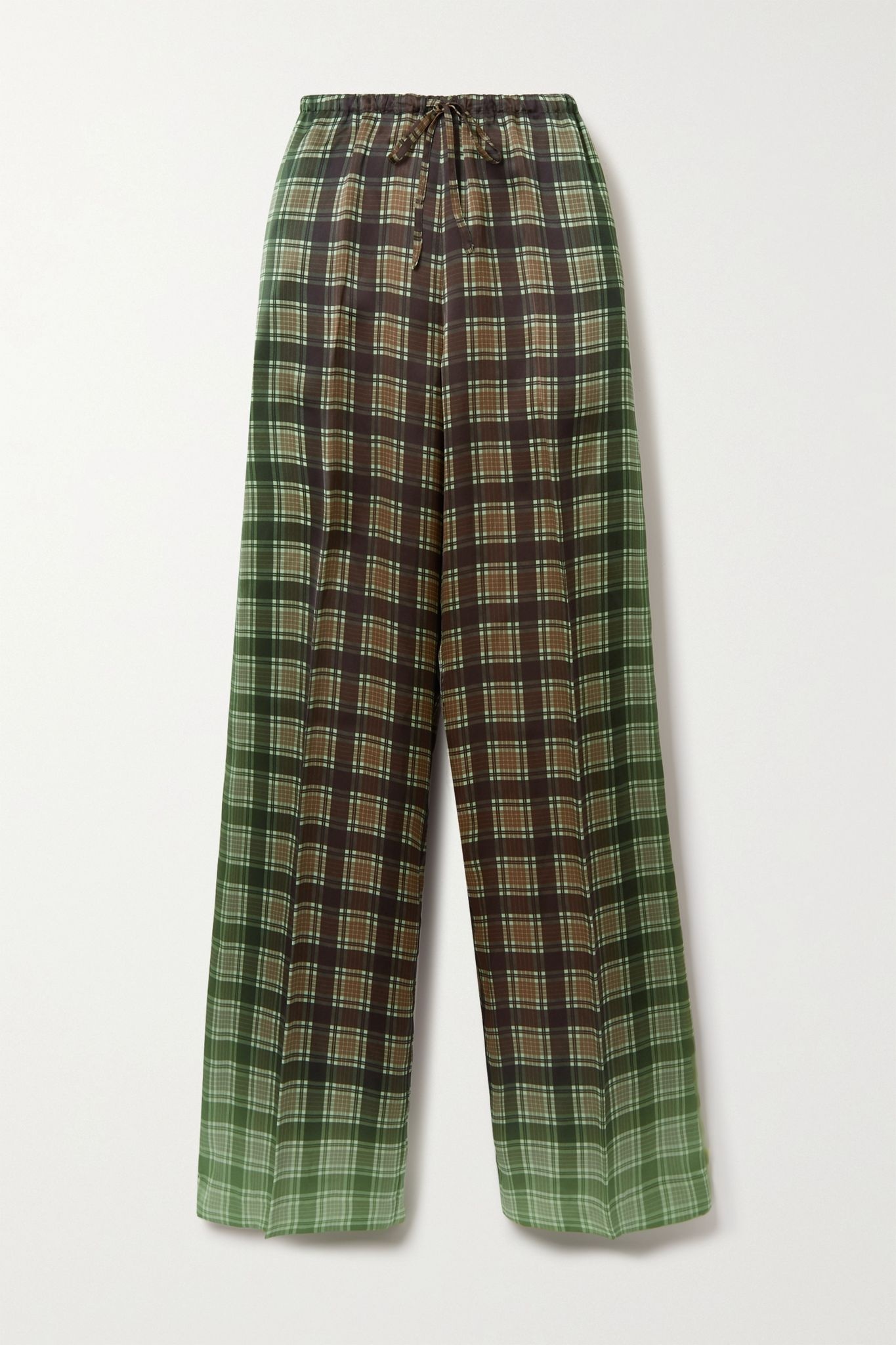 Checked satin-twill wide-leg pants - 1