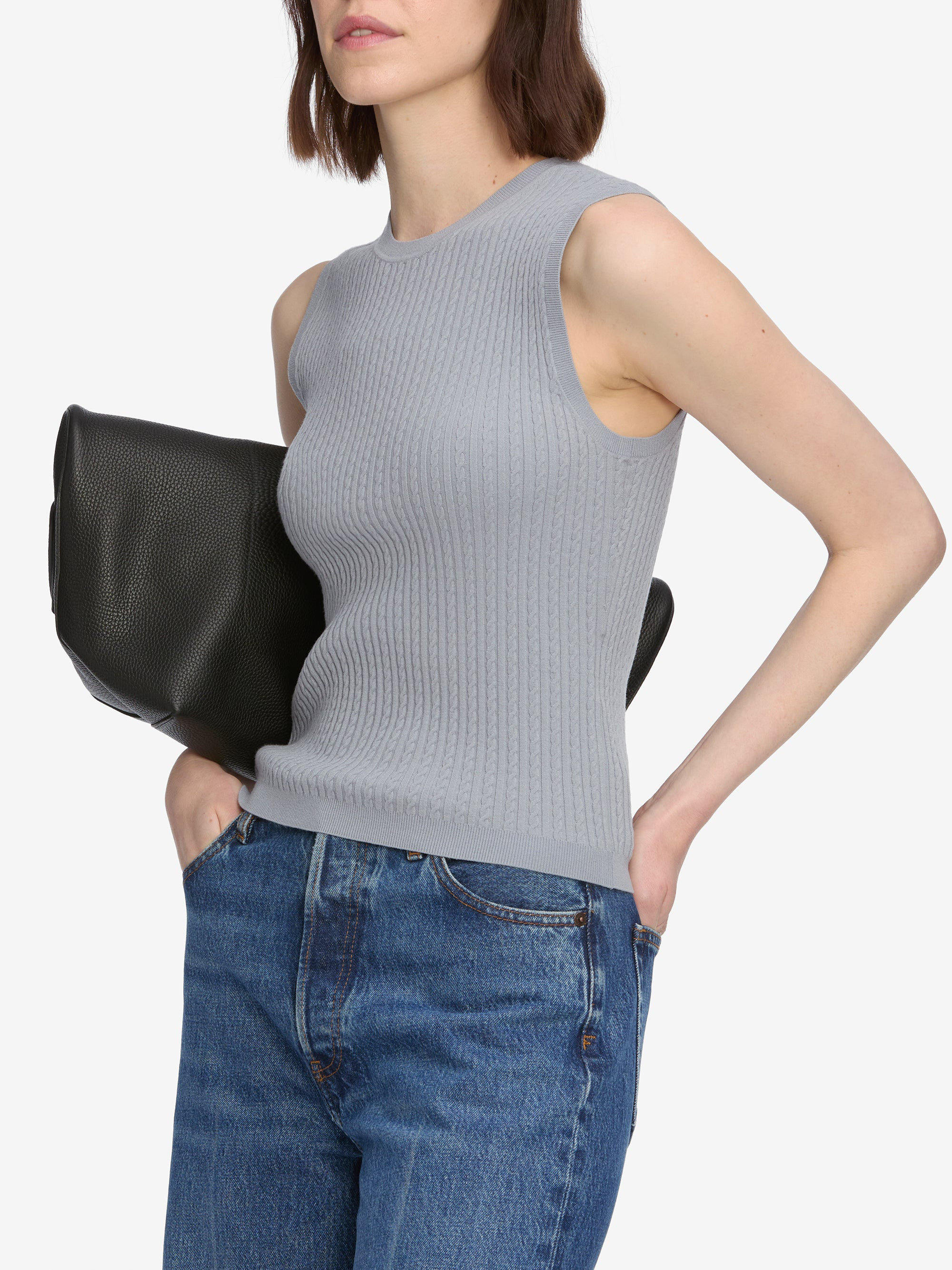 The Fine Cable Tank in Grey Blue - 5