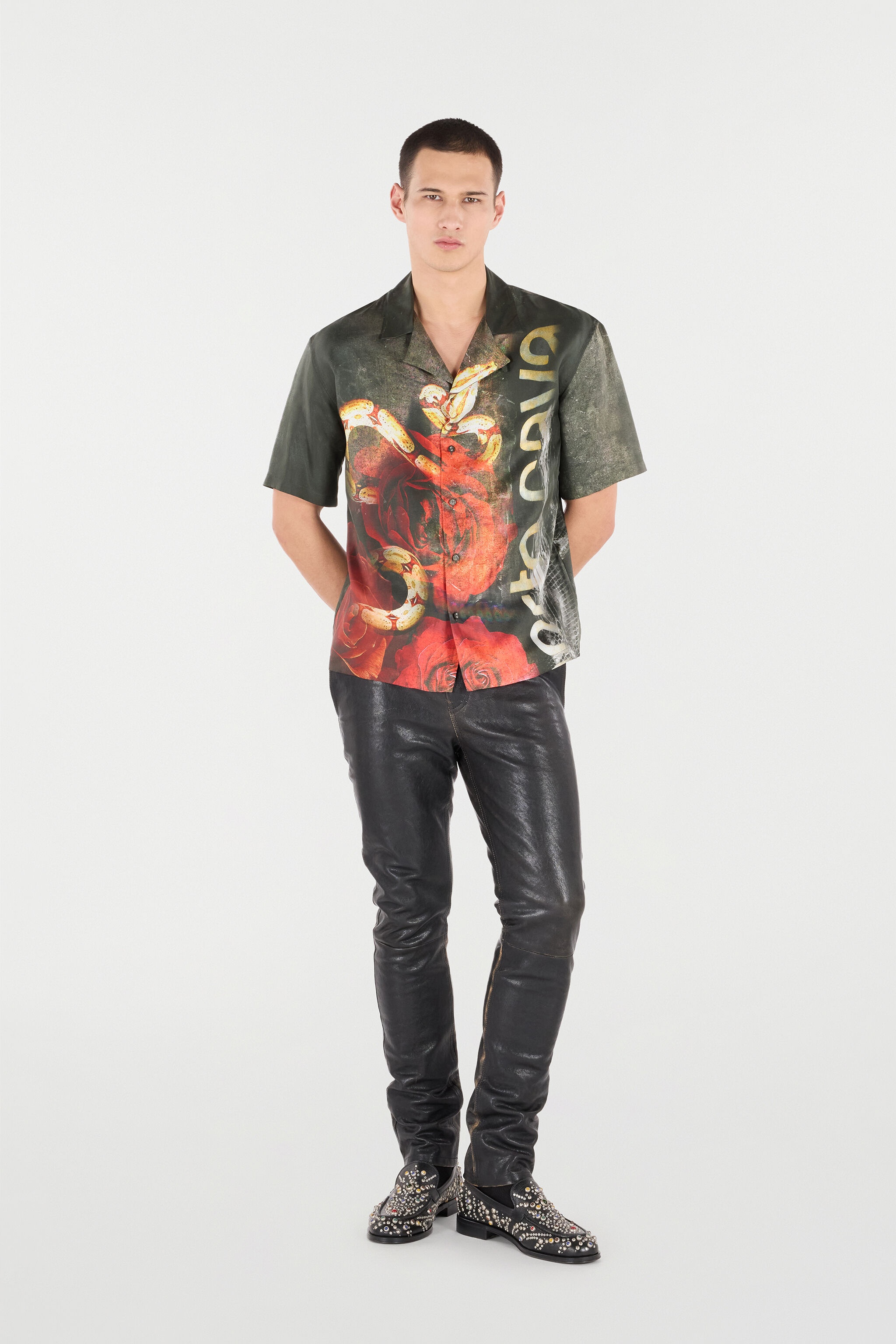 Silk Shirt With Roses And Snakes Print - 2