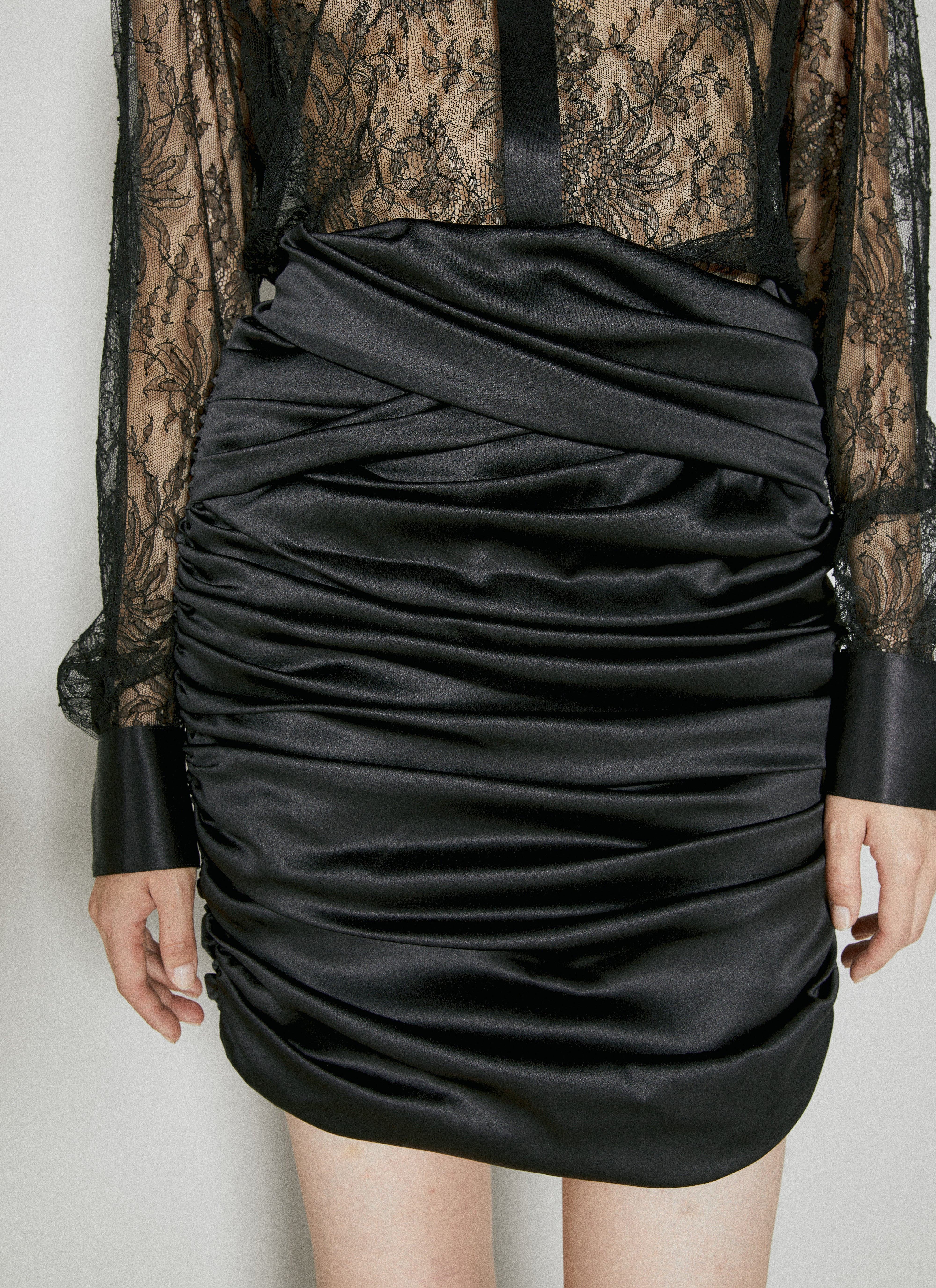 Dolce & Gabbana Women Ruched Silk Mini Skirt - 6